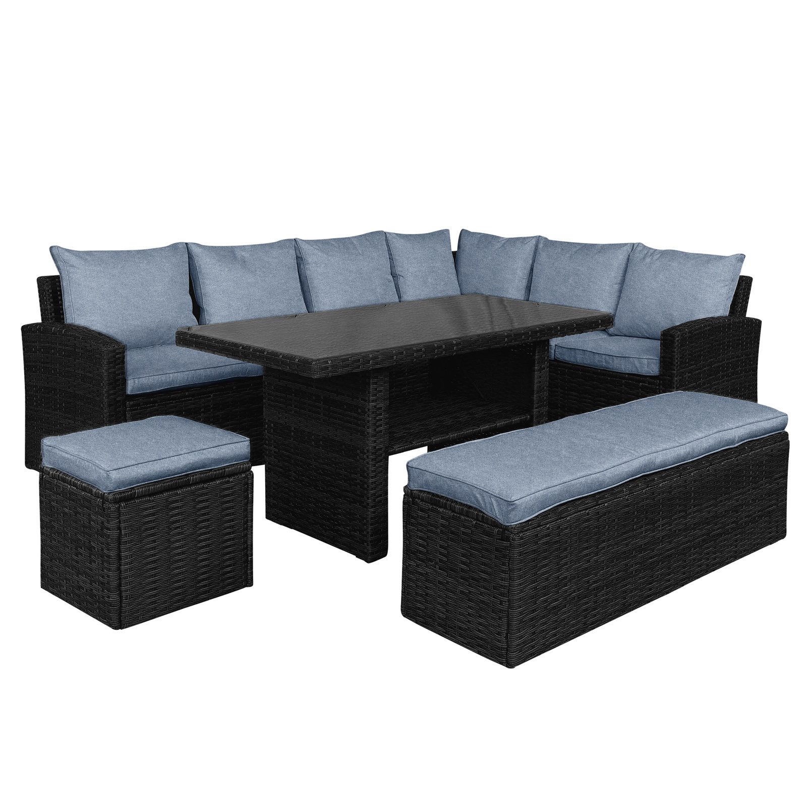 BRAST Garten-Essgruppe ECO bis zu 9 Personen viele Farben inkl. extra Dicke Kissen, TÜV geprüft Outdoor Loungemöbel Sitzgruppe Essgruppe Garnitur