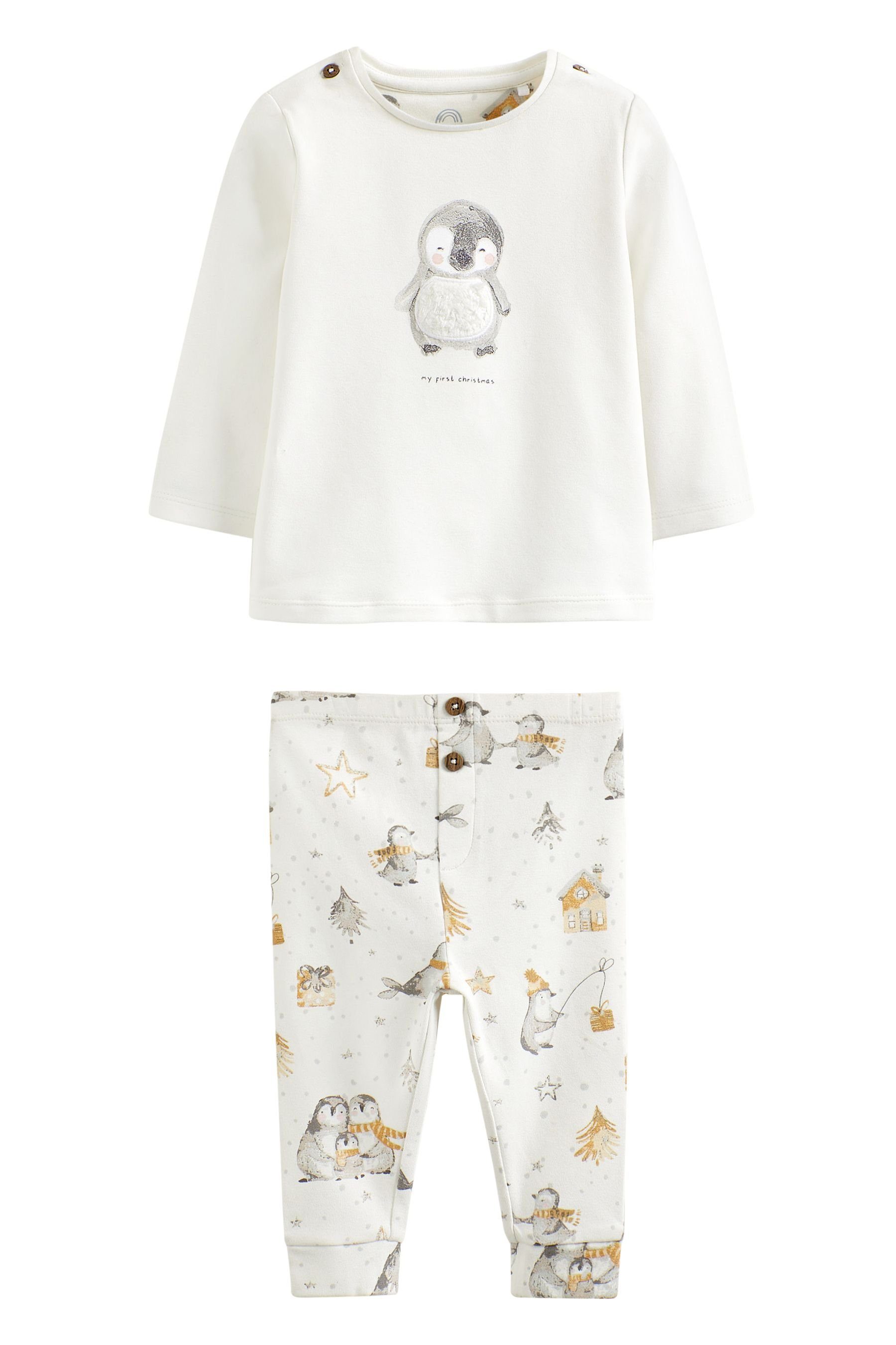 Next Shirt & zweiteiliges für Set Leggings Babys, (2-tlg) Leggings White und T-Shirt Penguin