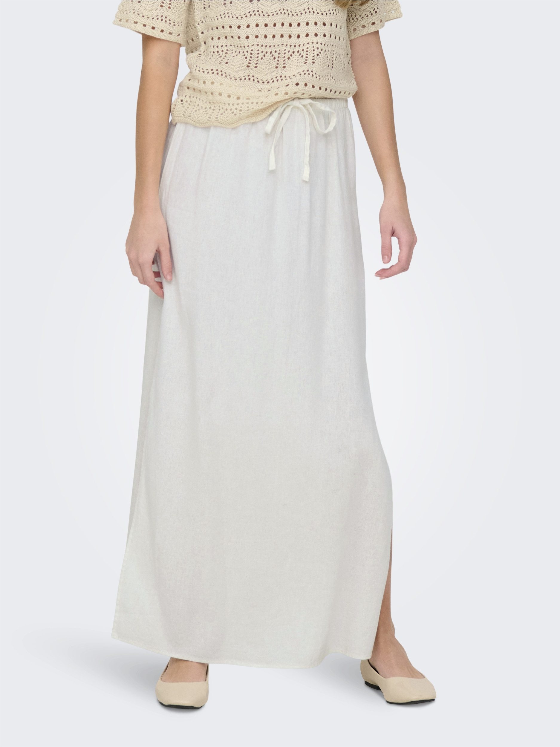 pieces Maxirock - klassischer Maxi in Unifarbe mit Seitenschlitzen