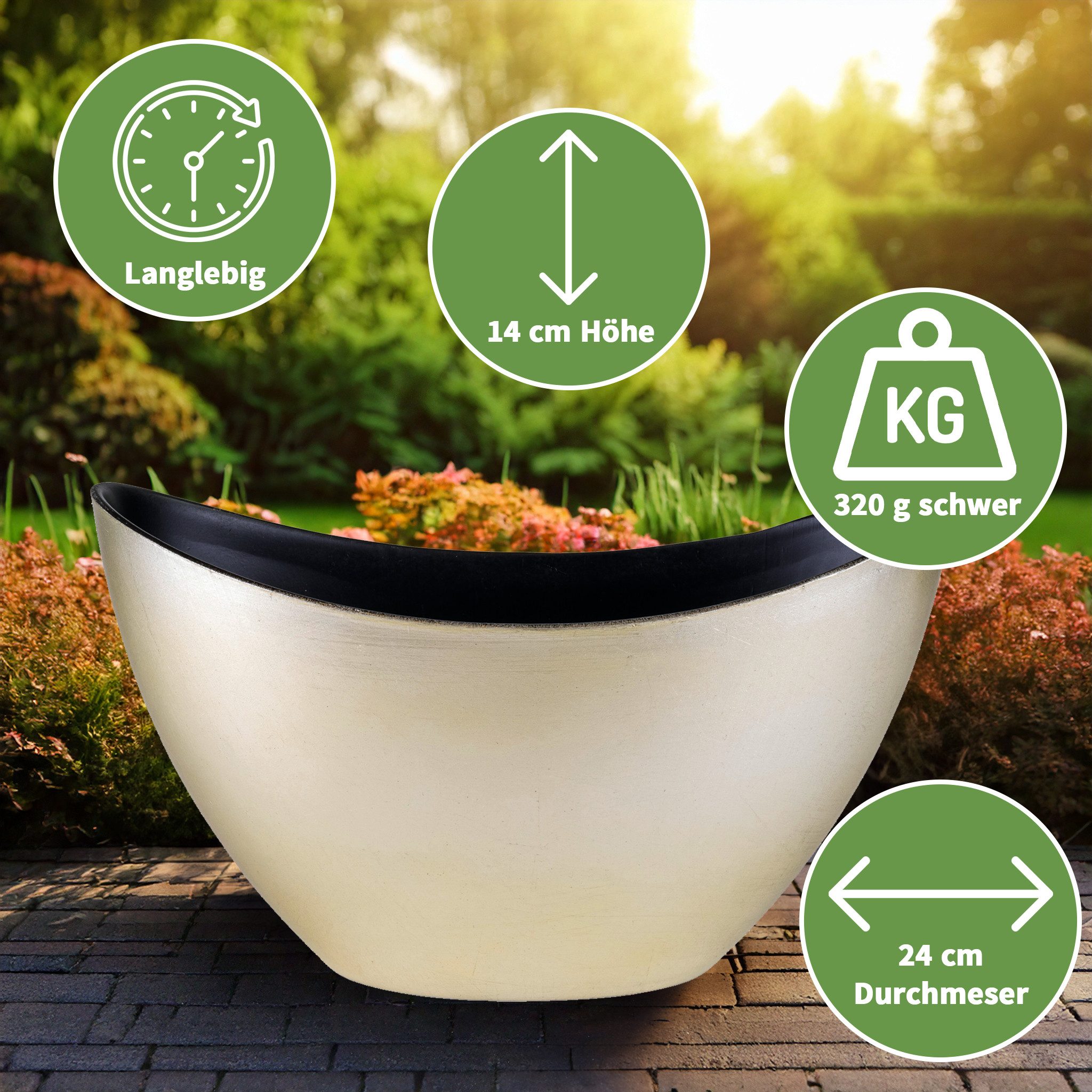 matches21 HOME & HOBBY Blumentopf Hohe Pflanzschale oval Vintage gold-farbe günstig online kaufen