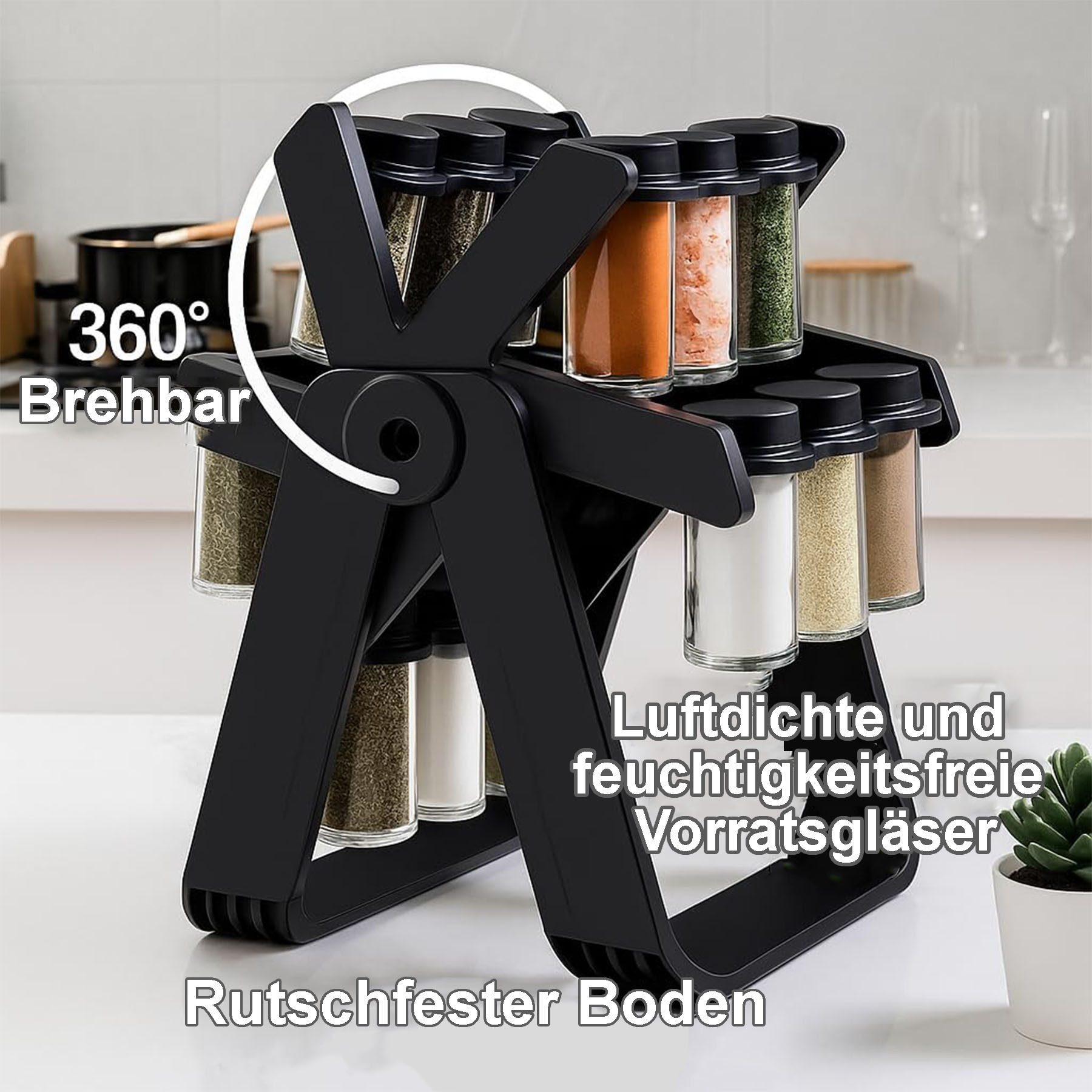 Keyura Gewürzkarussell Gewürzkarussell 360°Drehbarer mit 18 Gewürzgläsern D günstig online kaufen