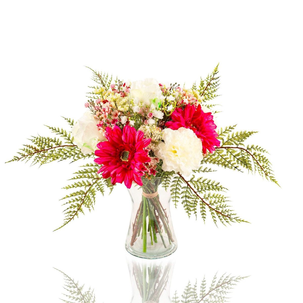 Kunstblumenstrauß Kunst Gerbera Strauß Malia Rose, Nelke, pink, 50cm, Ø40cm - OHNE VASE, artplants, Höhe 40.0 cm