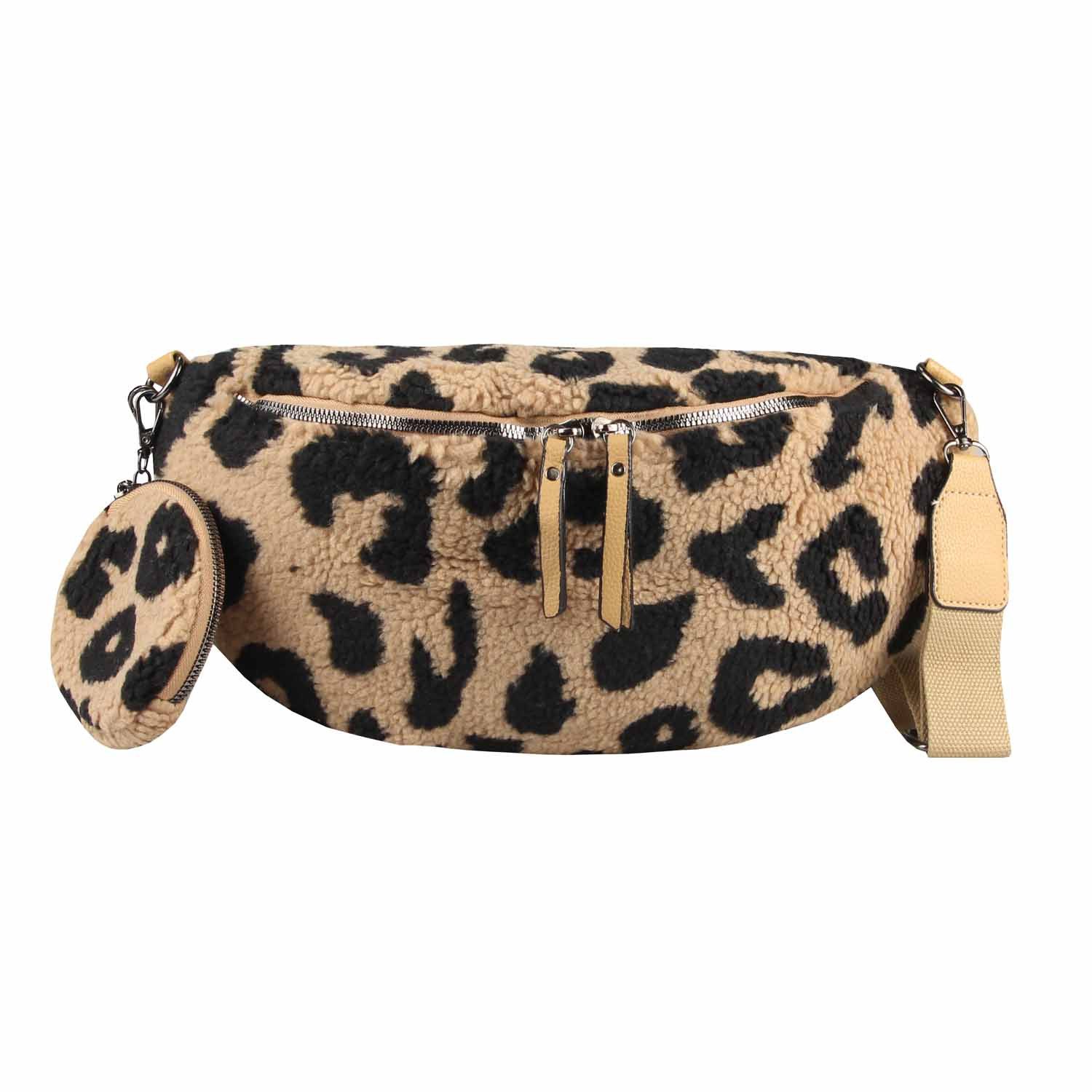 ITALYSHOP24 Bauchtasche Damen LEOPARDEN-PRINT Tasche Teddyfell günstig online kaufen