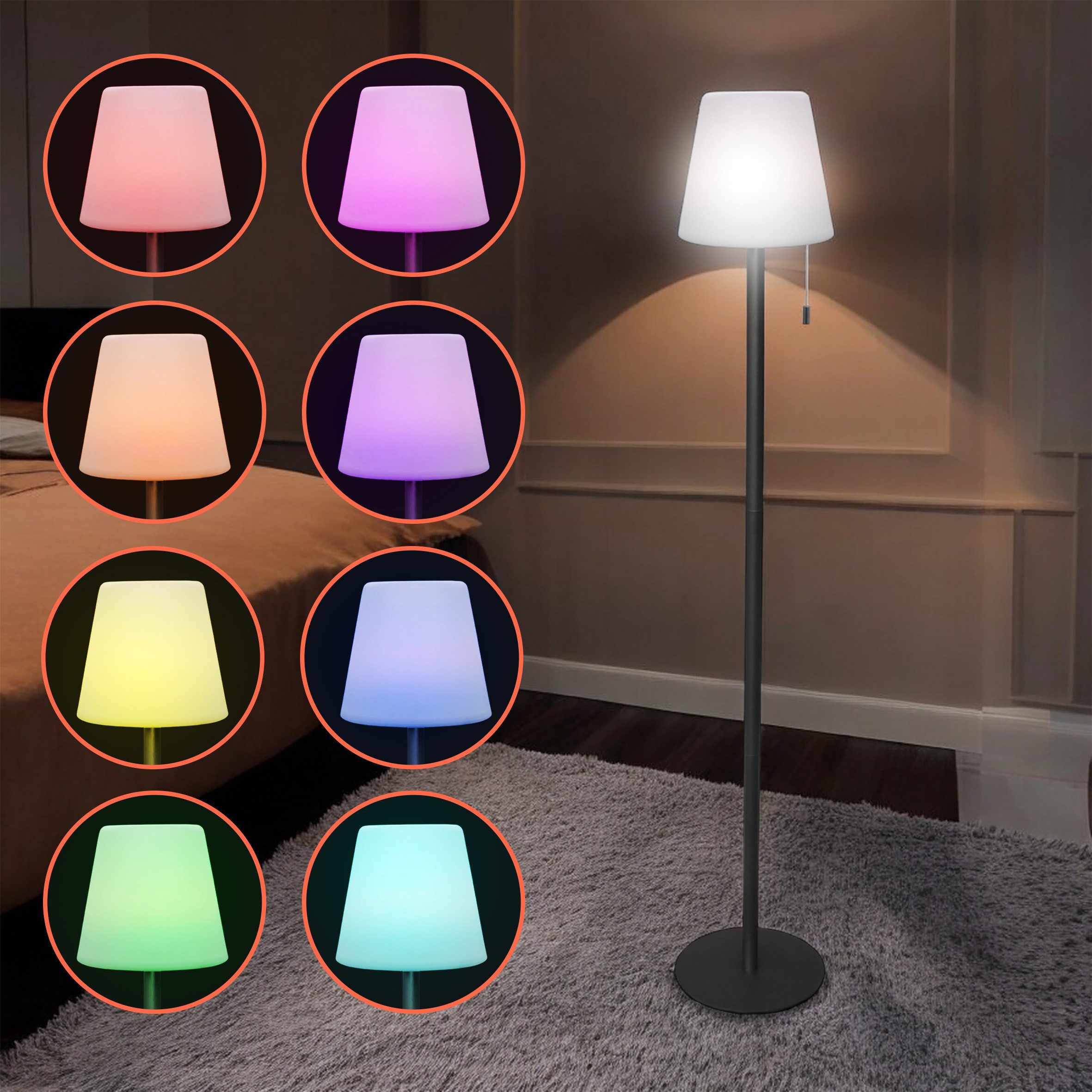 Spetebo LED Außen-Stehlampe Akku Garten Standleuchte - 106 x 16 cm, 4 Leuchtmodi, LED fest integriert, warmweiß, soft warmweiß, 8 Farben im Wechsel, Farbe fixiert, wieder aufladbar