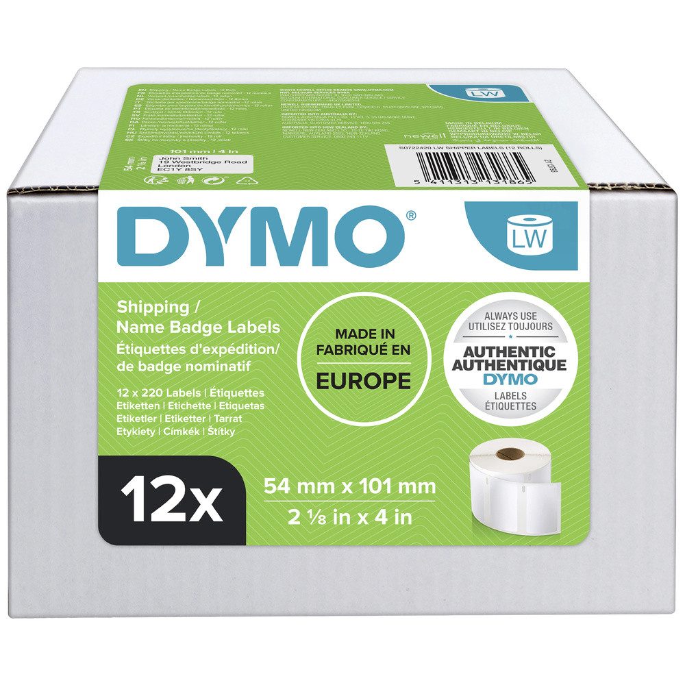 DYMO Etiketten DYMO Etiketten Rolle Kombi-Pack 13186 S0722420 101 x 54 mm Papier Weiß