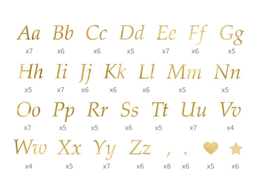 Deko-Buchstaben 7cm Buchstabenaufkleber, Stück, gold, partydeco 143