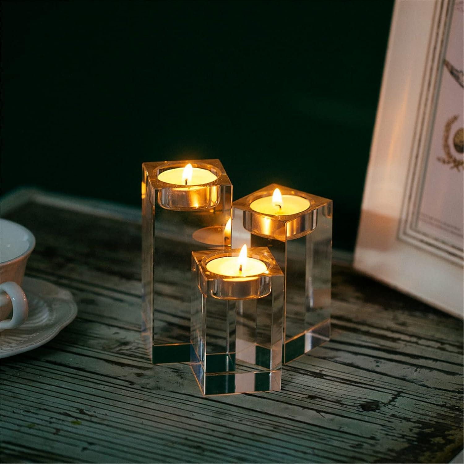 LuxusKollektion Kerzenständer 3-teilige Kristall Glas Kerzenständer Set 8/10/12cm Transparent