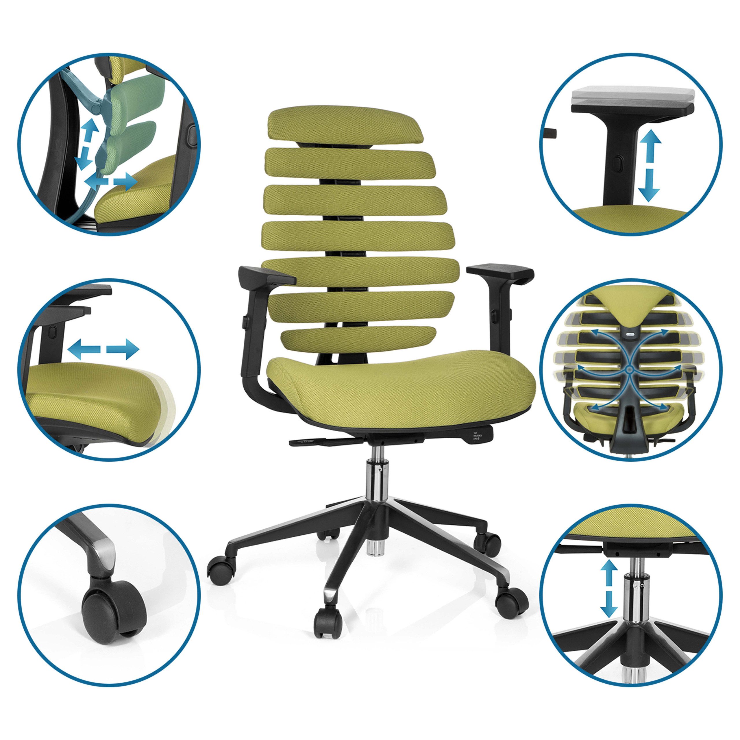 hjh OFFICE Drehstuhl Profi Bürostuhl Ergo Line Ii Stoff mit Armlehnen (1 St), Ergonomischer Chefsessel, Schreibtischstuhl höhenverstellbar