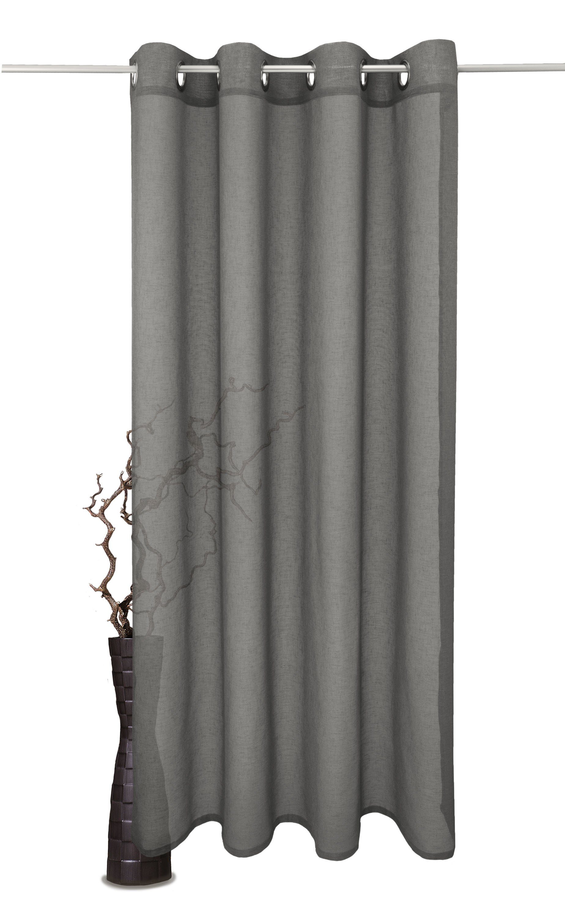 Vorhang nach Milla, grau (1 Maß in VHG, Ösen Gardine St), Leinenoptik