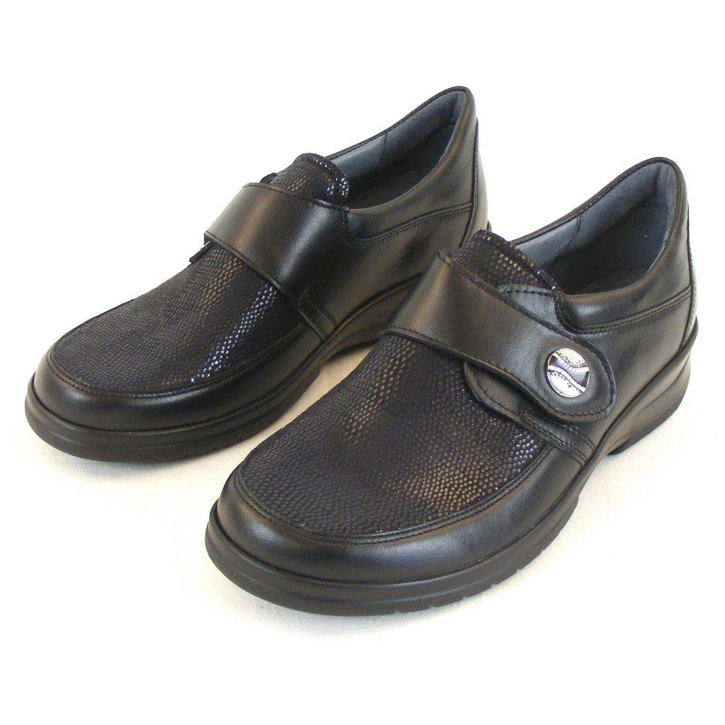 schwarz Damen Leder Schuhe Stuppy Stretch Fußbett Schnürschuh Halbschuhe 12771 Stuppy