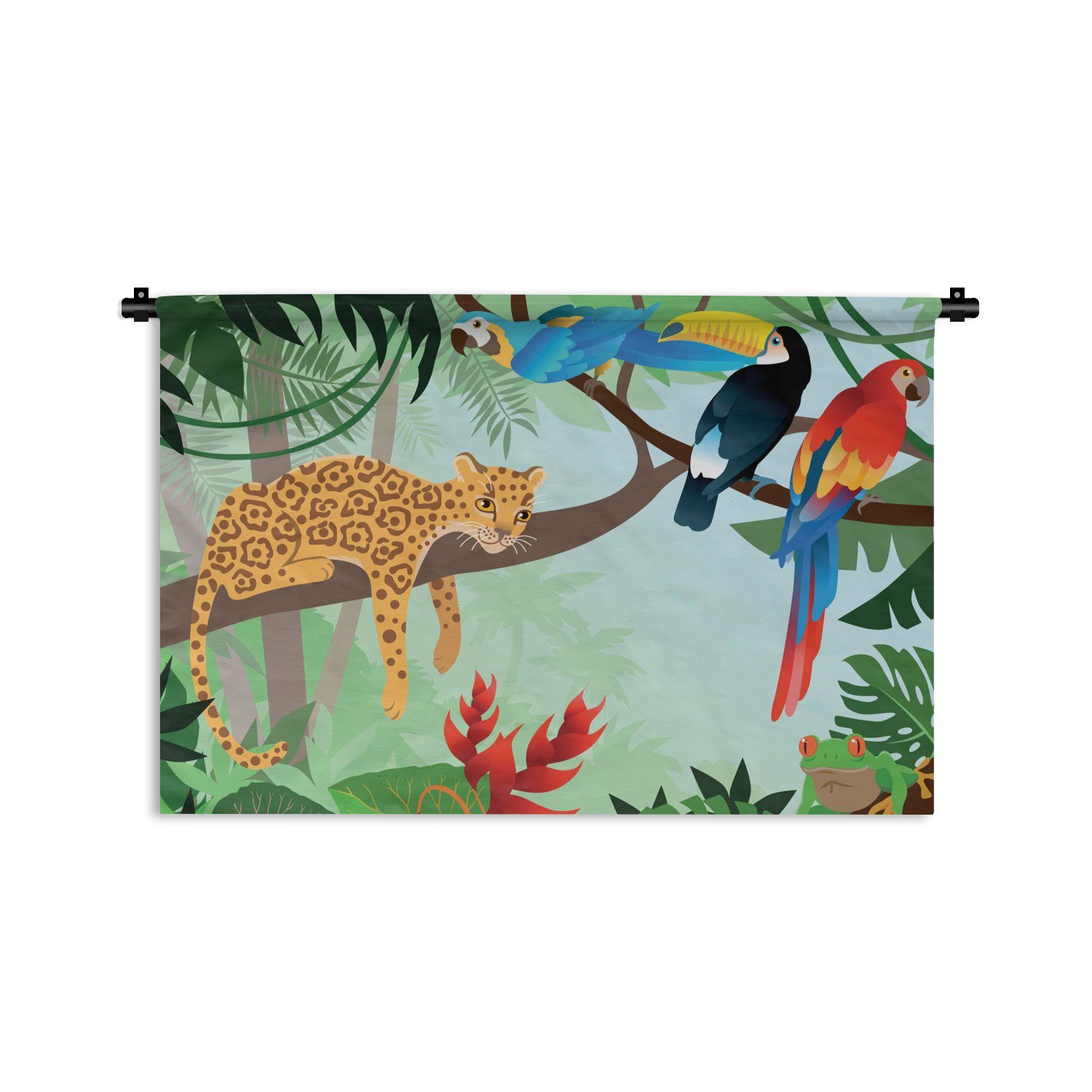MuchoWow Wanddekoobjekt Dschungeltiere - Tukan - Jungen - Mädchen - Leopard, Wanddeko für Wohnzimmer, Schlafzimmer, Kleid, Wandbehang, Kinderzimmer