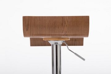 TPFLiving Barhocker Wood (mit Fußstütze - höhenverstellbar - Hocker für Theke & Küche), 360° drehbar - Gestell: Metall chrom - Sitzfläche: Holz Walnuss