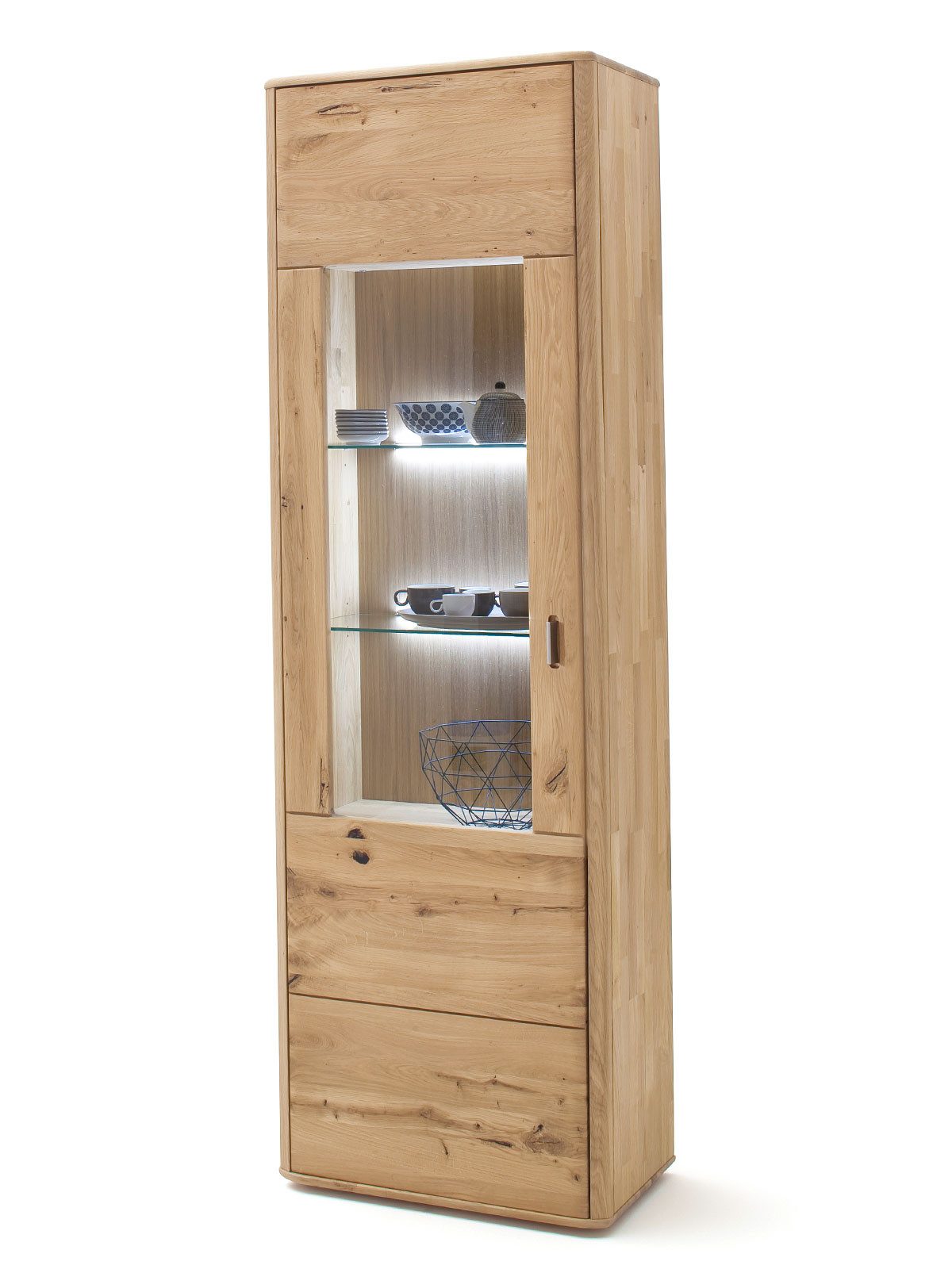 Casamia Vitrine Vitrine Glasvitrine Massivholz Vitrinenschrank B 66 H 208 T 38 cm Casa