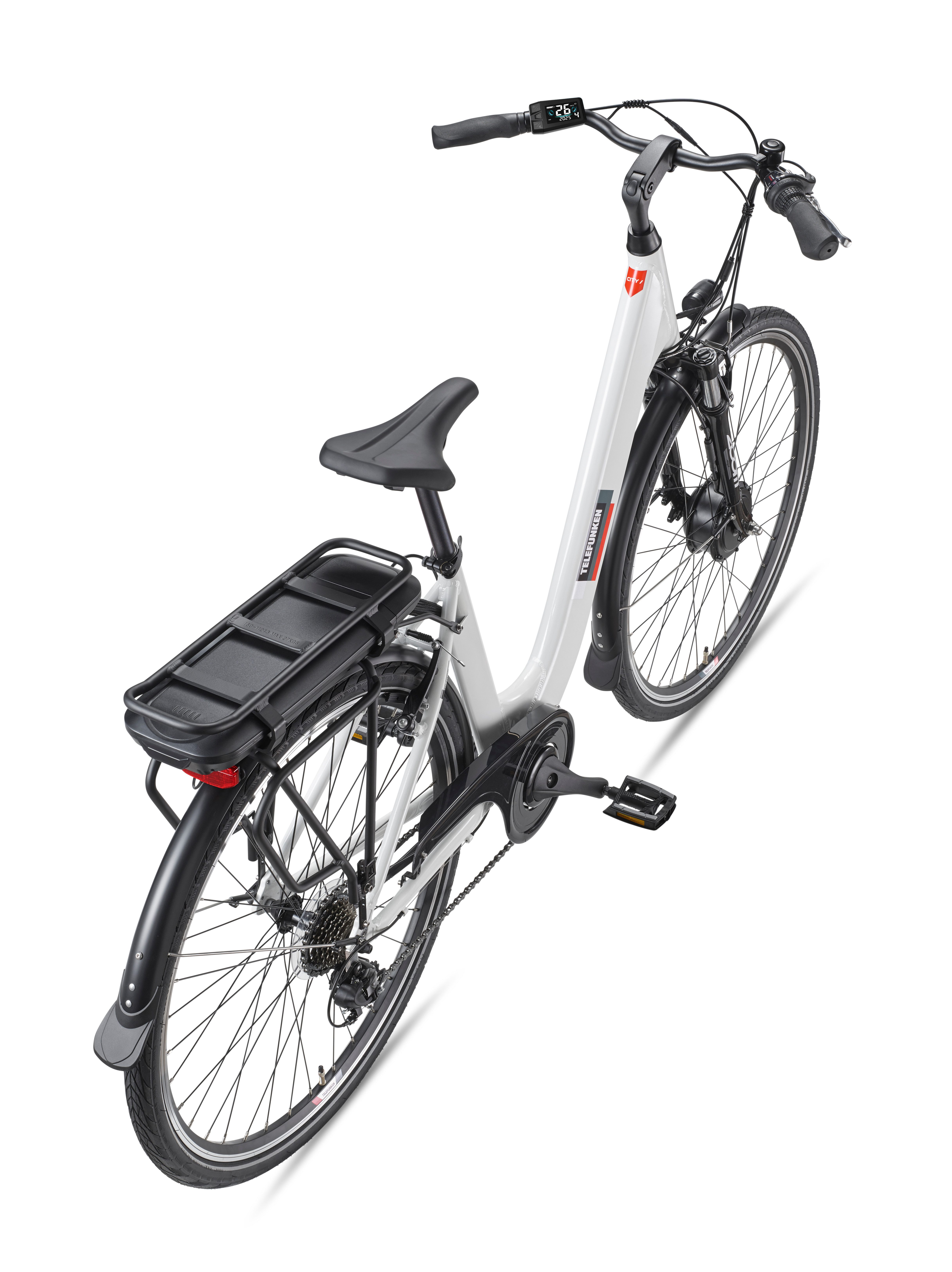 Telefunken E-Bike Cityrad Multitalent RC826, 7 Gang Shimano Shimano Tourney Schaltwerk, Kettenschaltung, Frontmotor, 474 Wh, tiefer Einstieg, 28 Zoll, Pedelec, Elektrofahrrad für Damen u. Herren