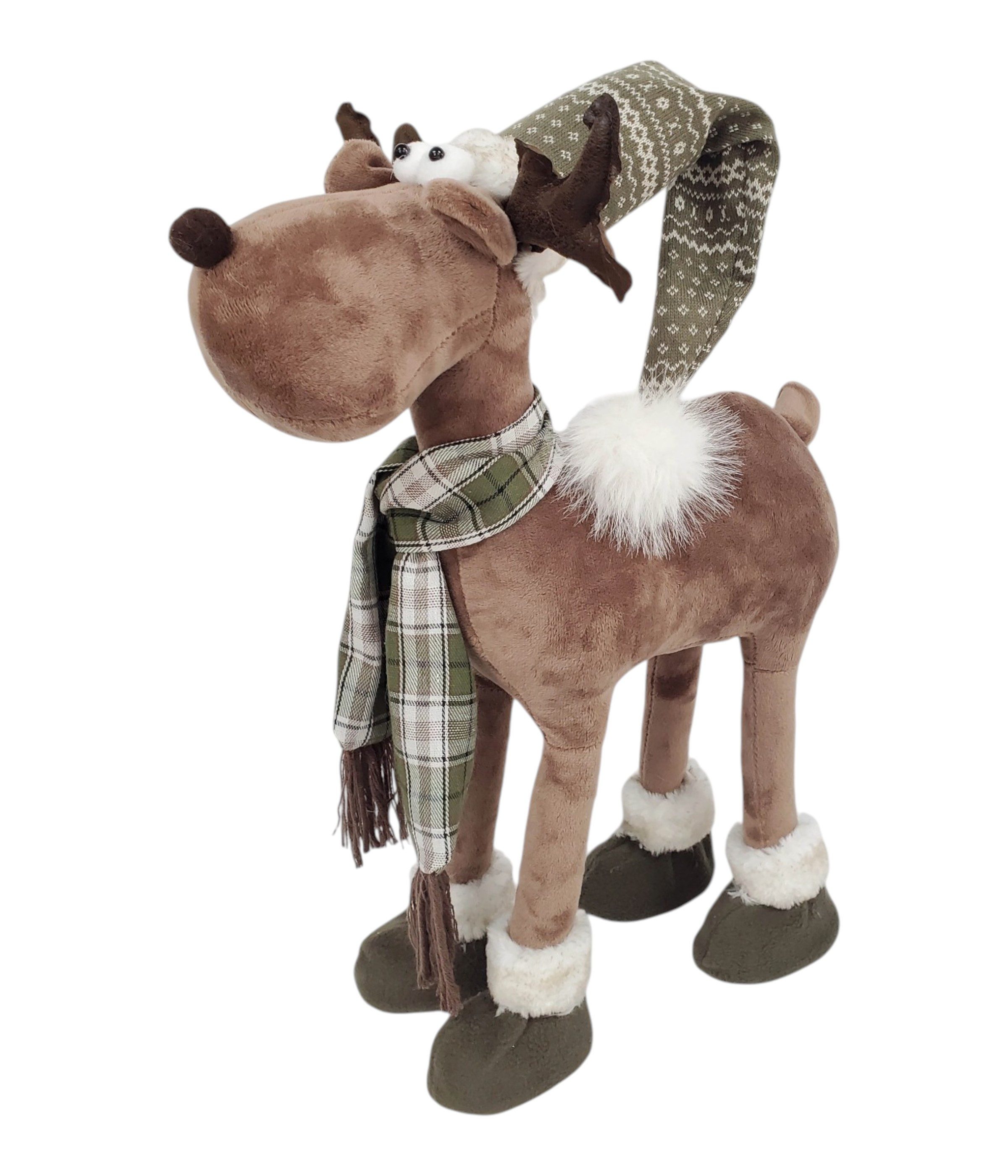 Dehner Weihnachtsfigur Weihnachtliche Dekofigur Rentier, 39 x 50 x 23 cm, Polyester, braun, verspielte Weihnachtsdekoration