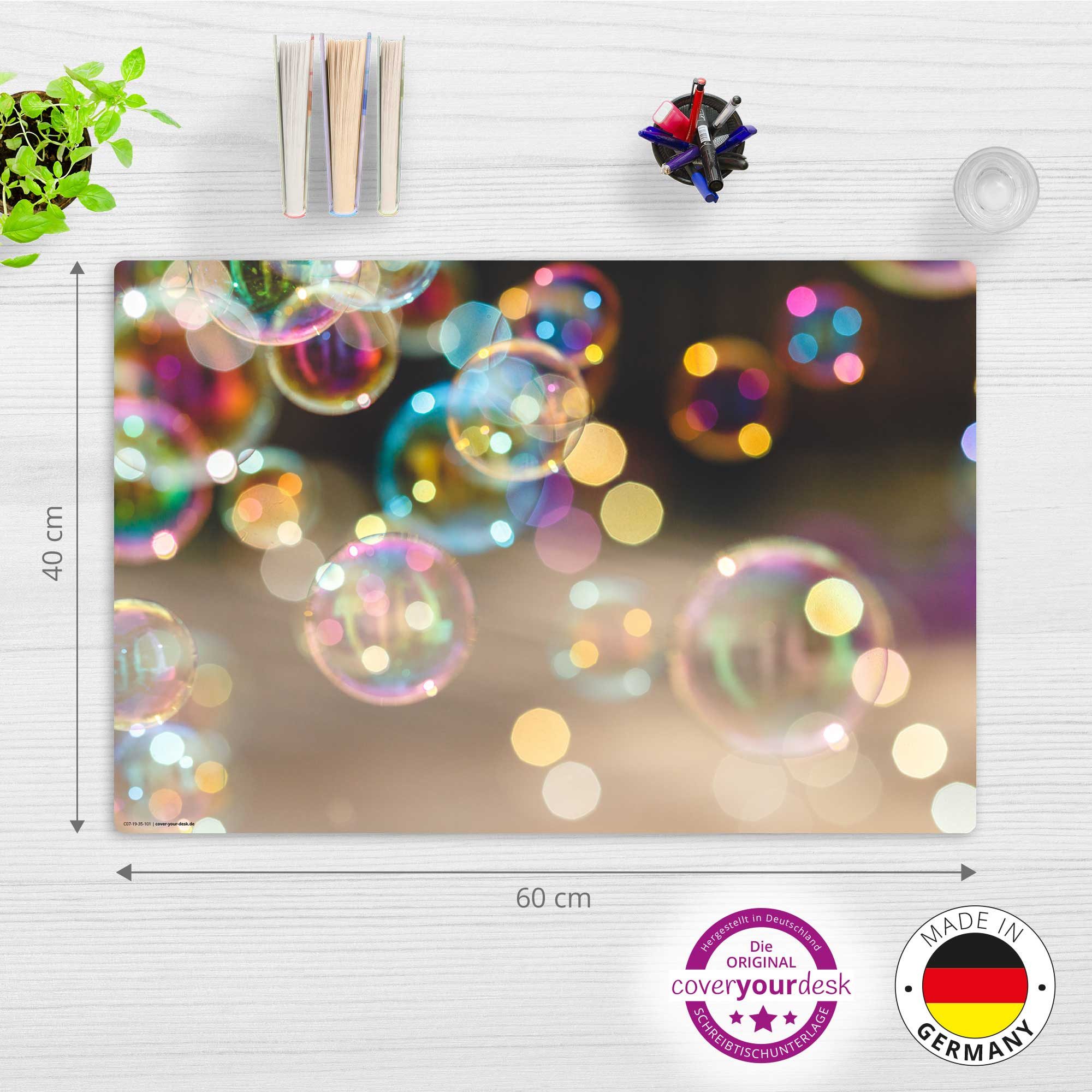 cover-your-desk.de Schreibtischunterlage Seifenblasen – Schreibunterlage aus Premium-Vinyl in versch. Größen, (1 tlg., abwischbar, Hergestellt in Deutschland)