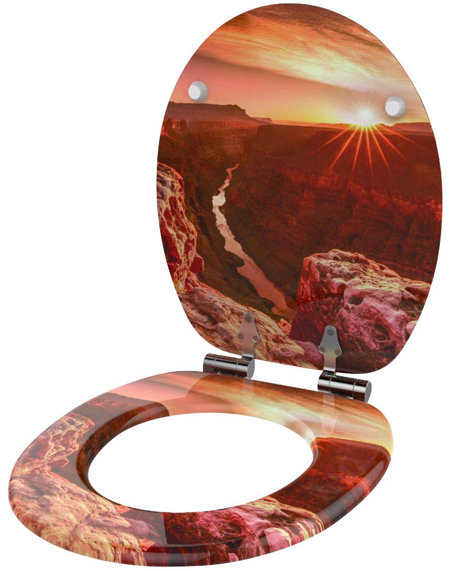 Sanilo Badaccessoire-Set Grand Canyon, Komplett-Set, bestehend und WC-Sitz, tlg., Waschbeckenstöpsel Badteppich aus 3