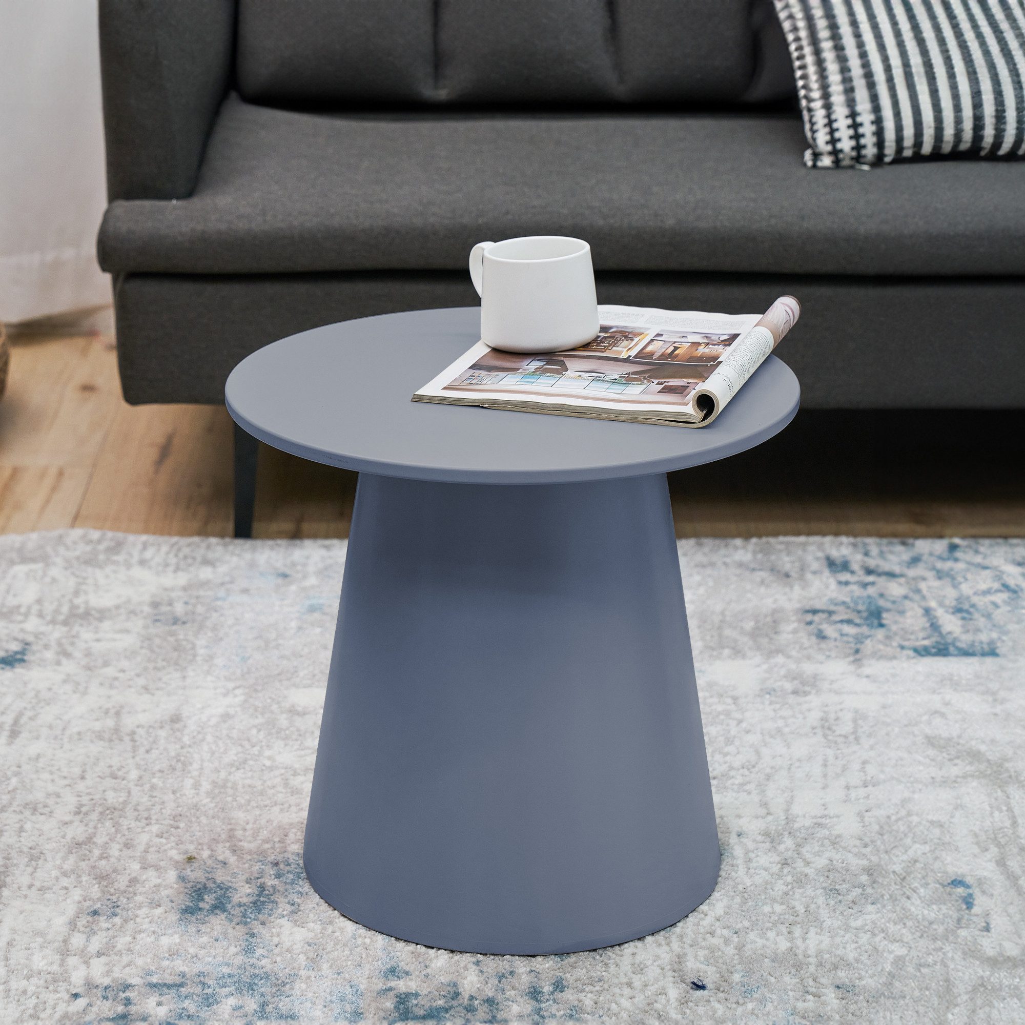 en.casa Couchtisch, »Nyd« rund MDF 40 x Ø44 cm Graublau günstig online kaufen