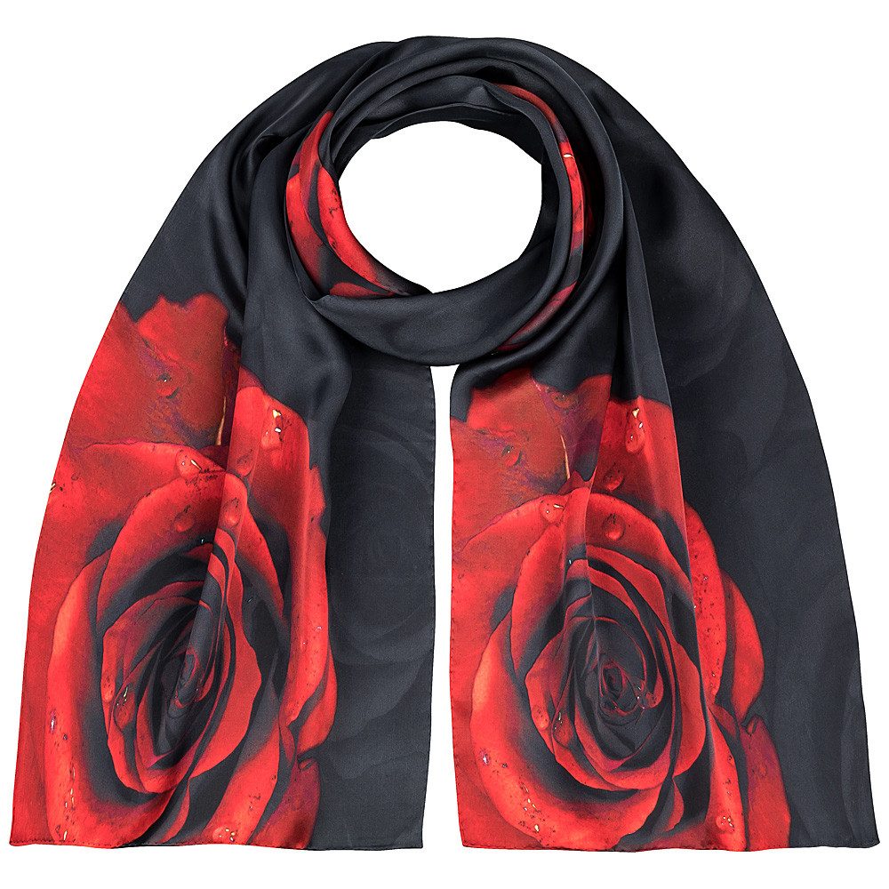 von Lilienfeld Seidenschal Schal 100% Seide Rosen Blüte 172 x 42 cm, Blumendruck