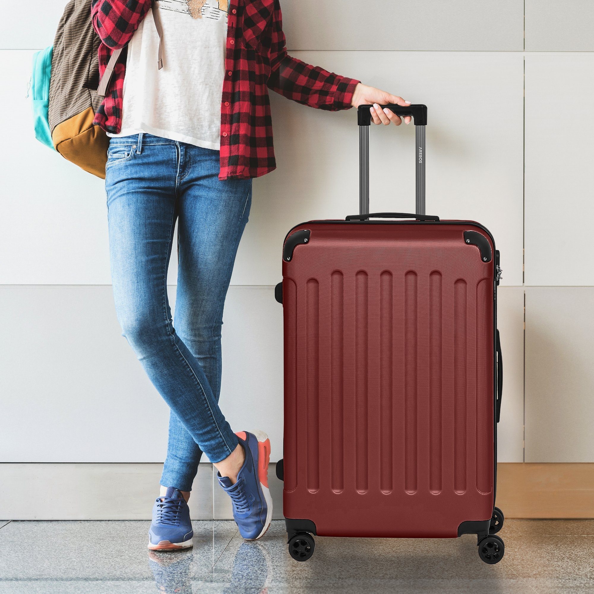 Arebos Koffer 3tlg. Hartschalenkofferset M-L-XL Schloss, 4 Rollen günstig online kaufen