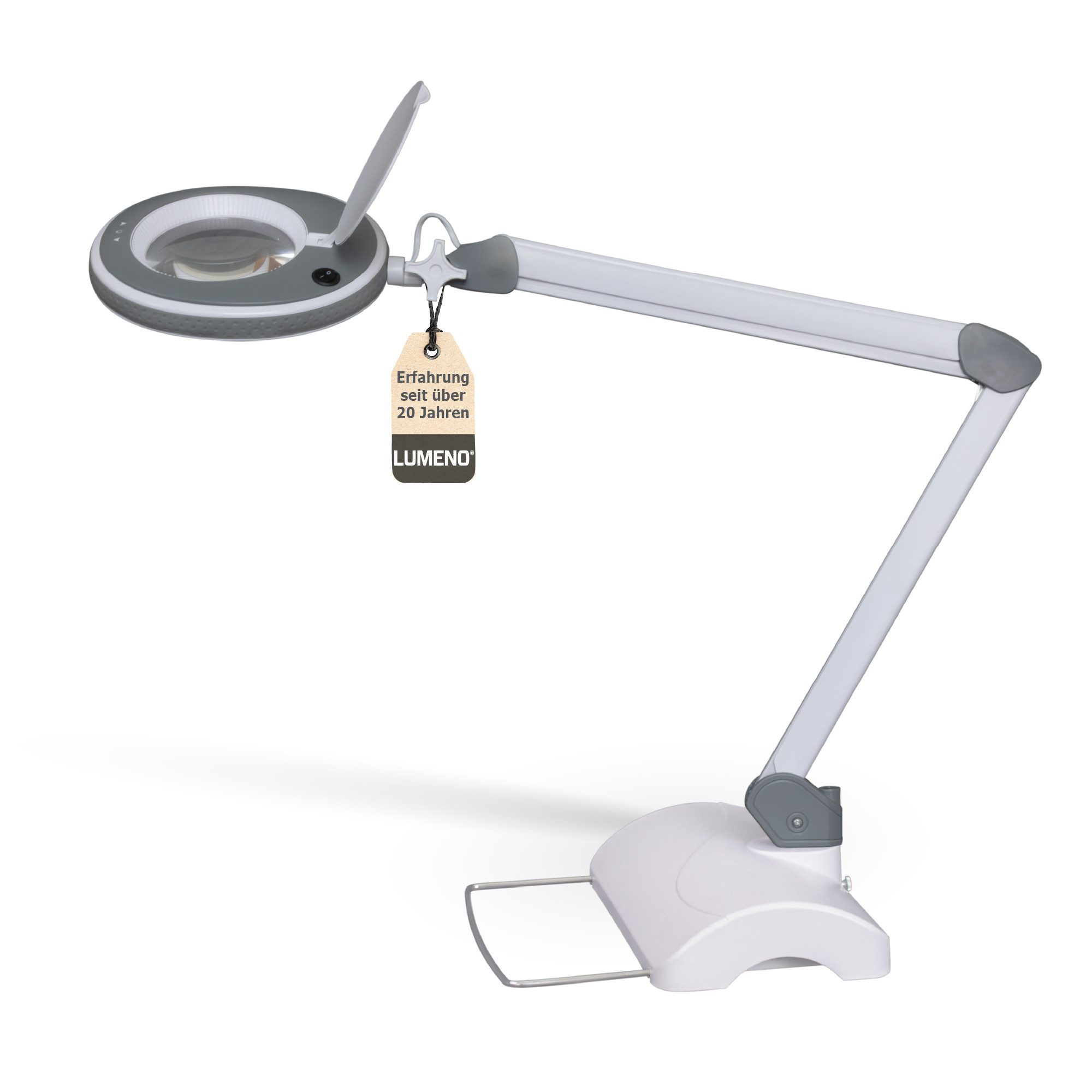 Lumeno Lupenlampe 821X LED dimmbare Lupenlampe mit kristallklarer 127mm Linse, LED fest integriert, Kaltweiß, 6500 K