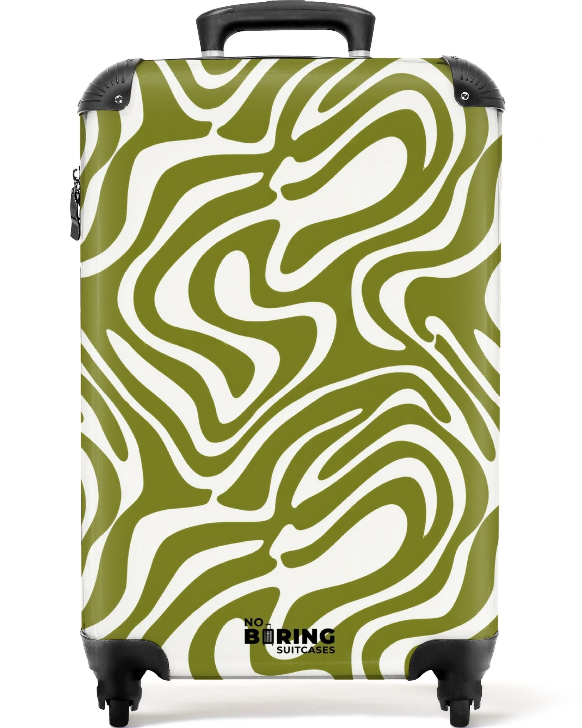 NoBoringSuitcases.com© Hartschalen-Trolley Linienmuster - Grün - Bio 55x35x20cm, Handgepäck Koffer & Trolleys, Luggage, Reisekoffer Frauen