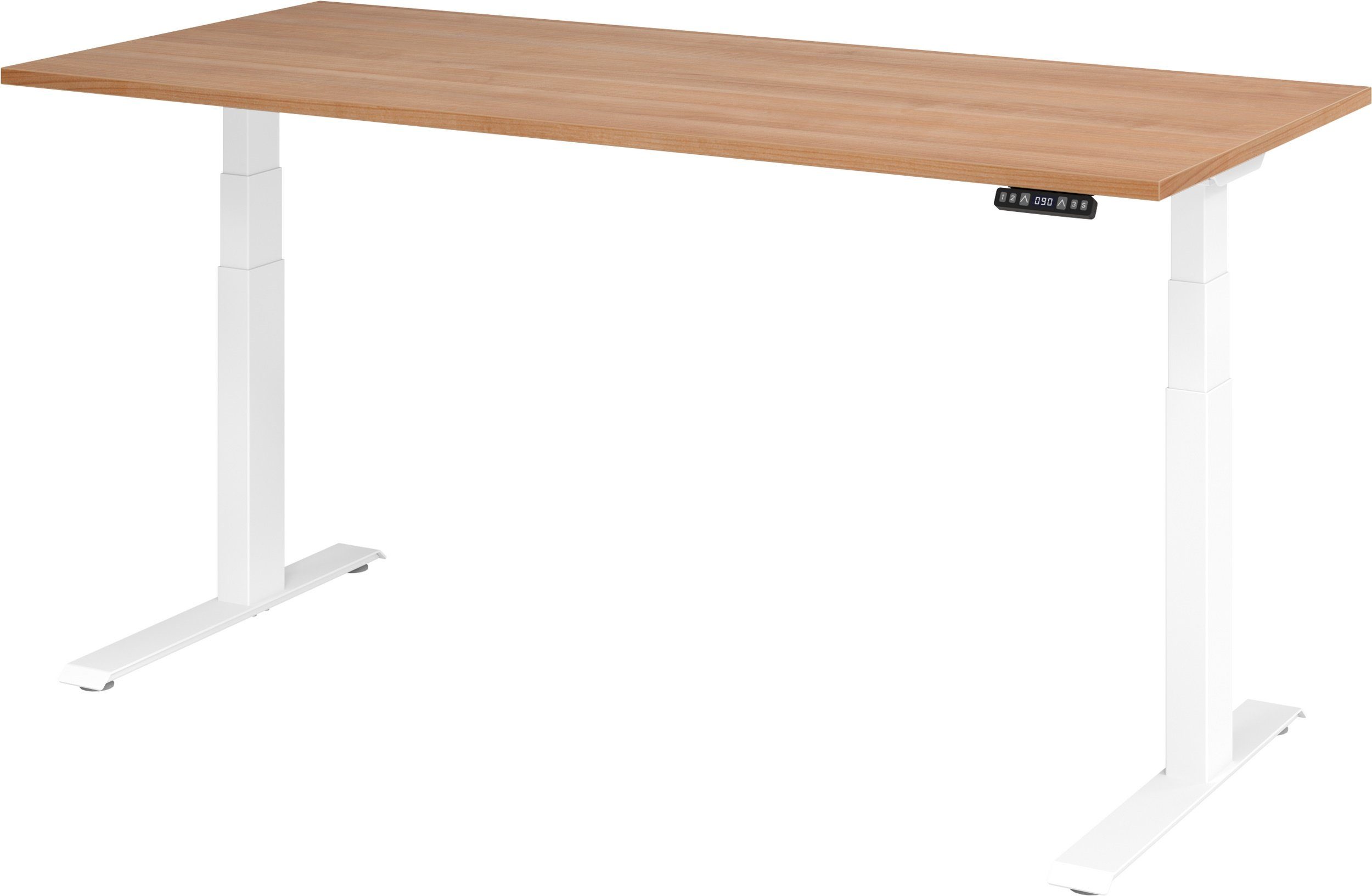 Weiß Weiß - 80 elektrisch cm Rechteck: | Schreibtisch Nussbaum Dekor: Schreibtisch 180 XDKB, x - bümö Gestell: Nussbaum