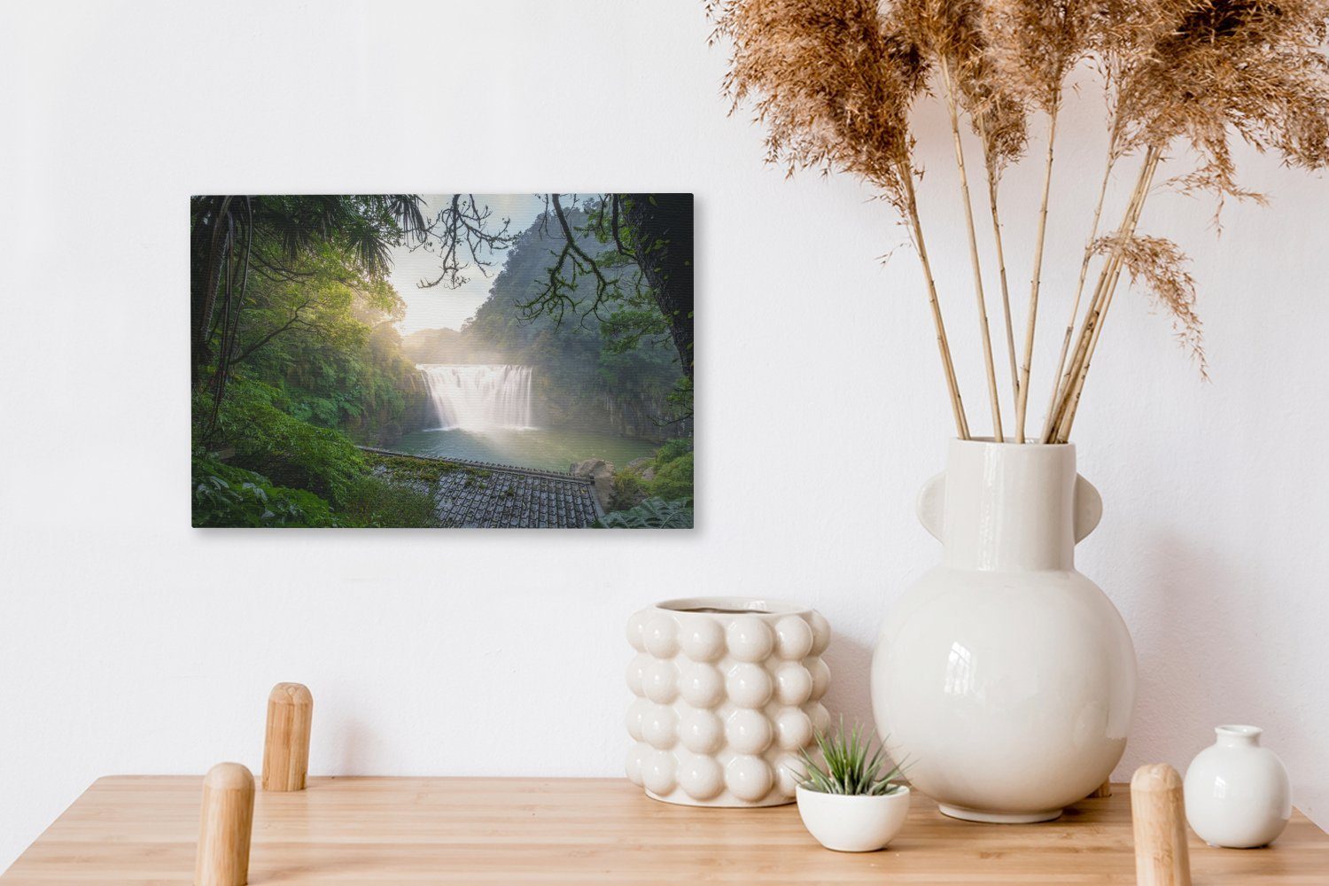 Wanddeko, (1 cm Wandbild 30x20 St), in Shifen-Wasserfall Leinwandbilder, Aufhängefertig, OneMillionCanvasses® Leinwandbild Taiwan,