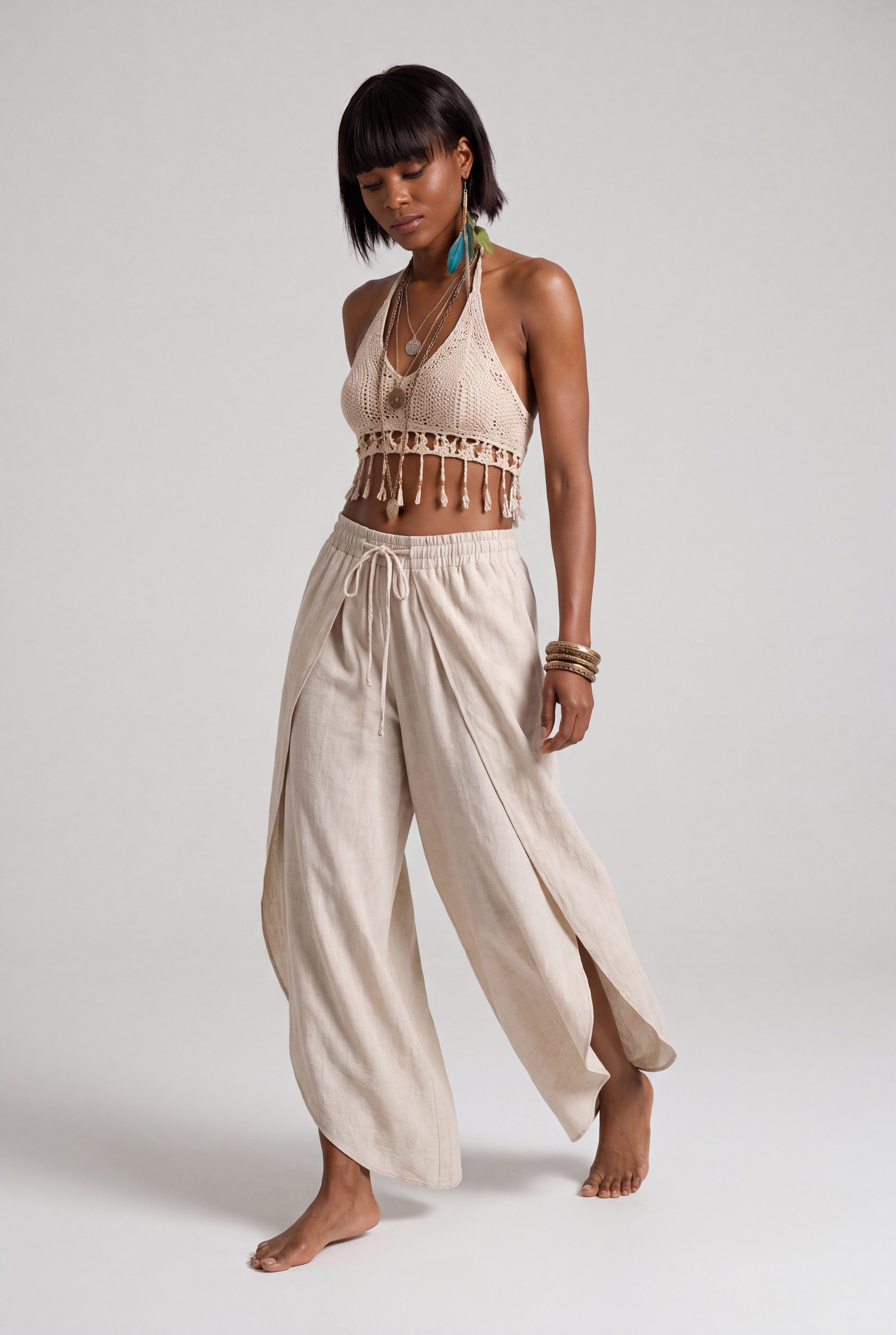 YC Fashion & Style Haremshose Boho Wickelhose im Lagenlook – Luftige Sommerhose aus 100 % Viskose mit elastischem Bund