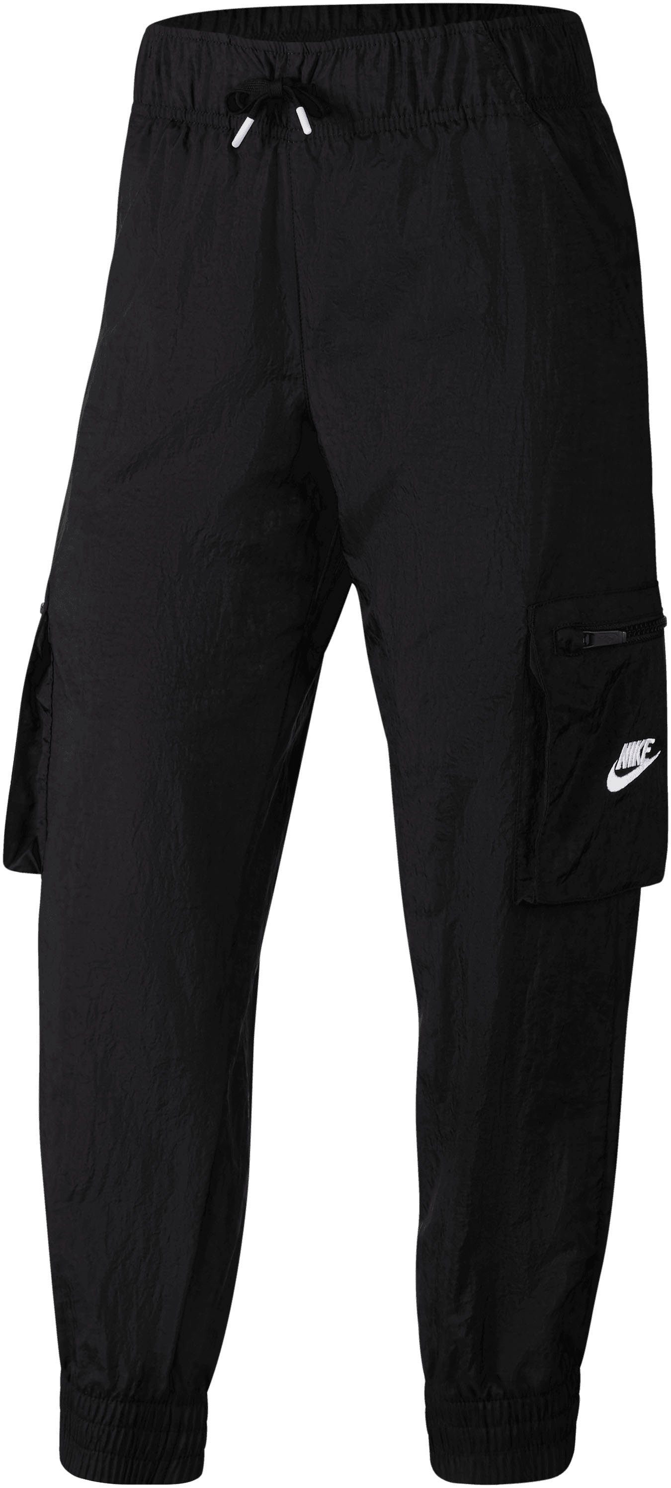 Nike Sportswear Pants (Girls) Woven Big BLACK/WHITE Kids' Sporthose Cargo