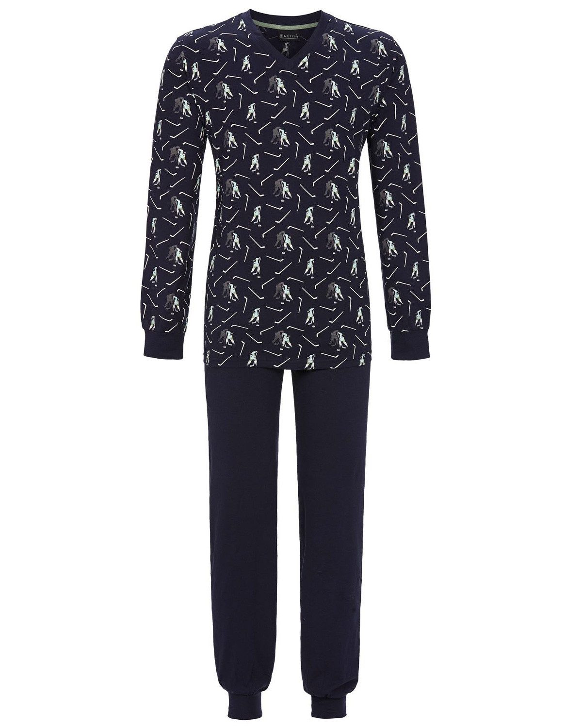 Ringella Pyjama RINGELLA Herren Langarm Pyjama 'Eishockey' 4541223
