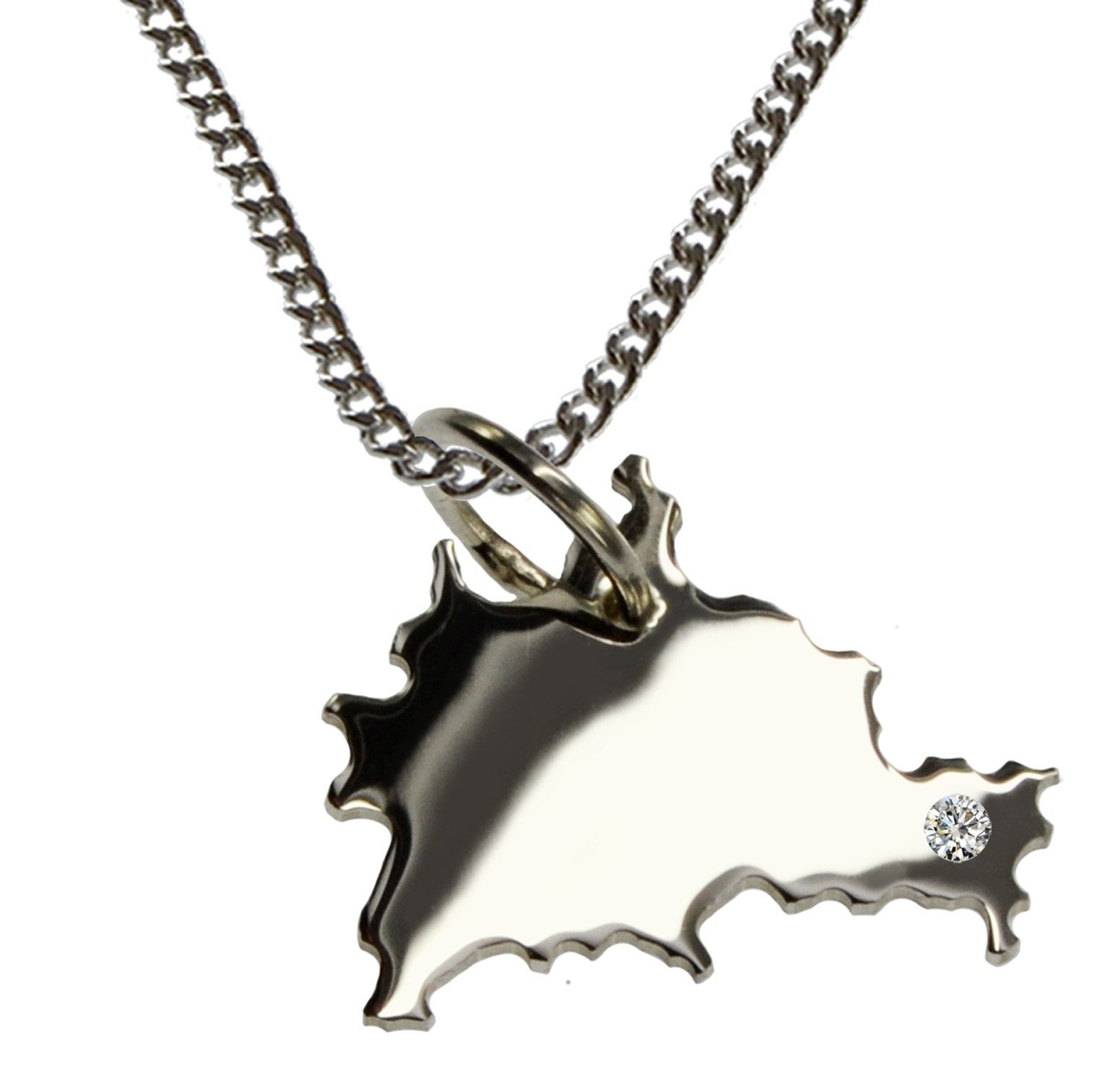 Kette mit Anhänger 50cm Kette + Berlin mit Brillant in 925 Silber