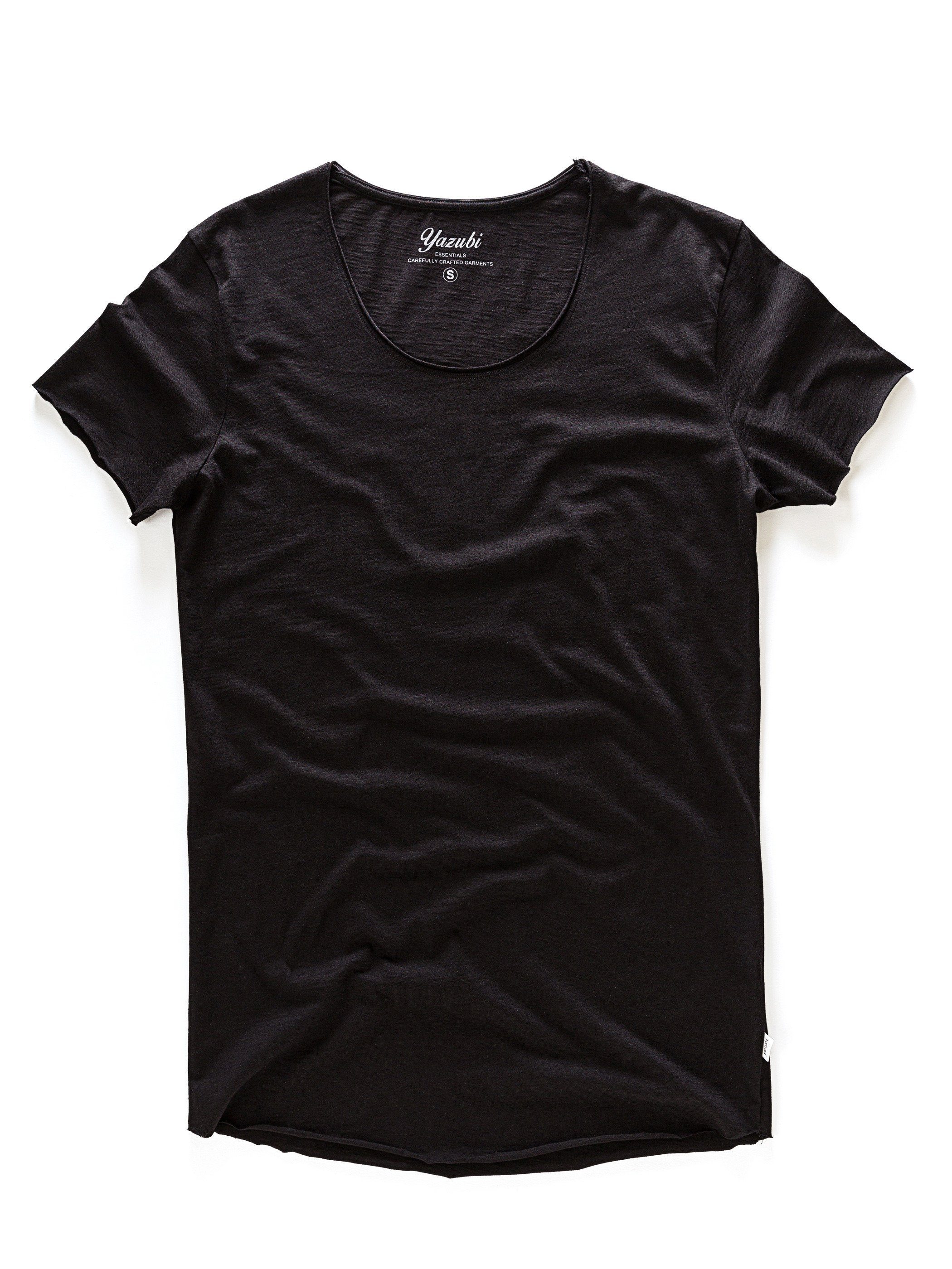 Schwarz 164007) Oversize Neck (1-tlg) Yazubi Crew Basic (black T-Shirt Hydrox Tee