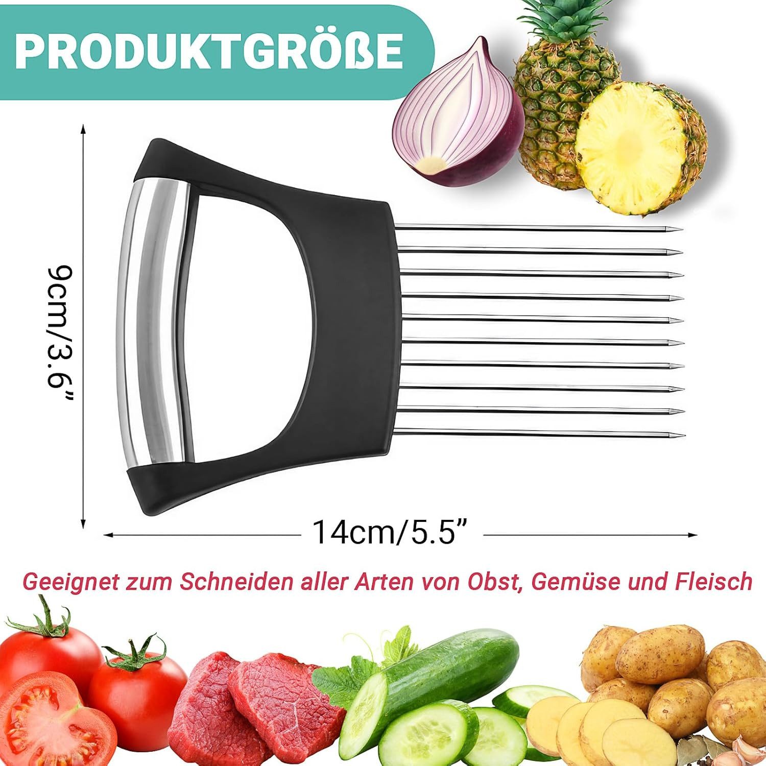 Gemüseschneider Zwiebelhalter Edelstahl Zwiebel Schneidehilfe 1 Stück