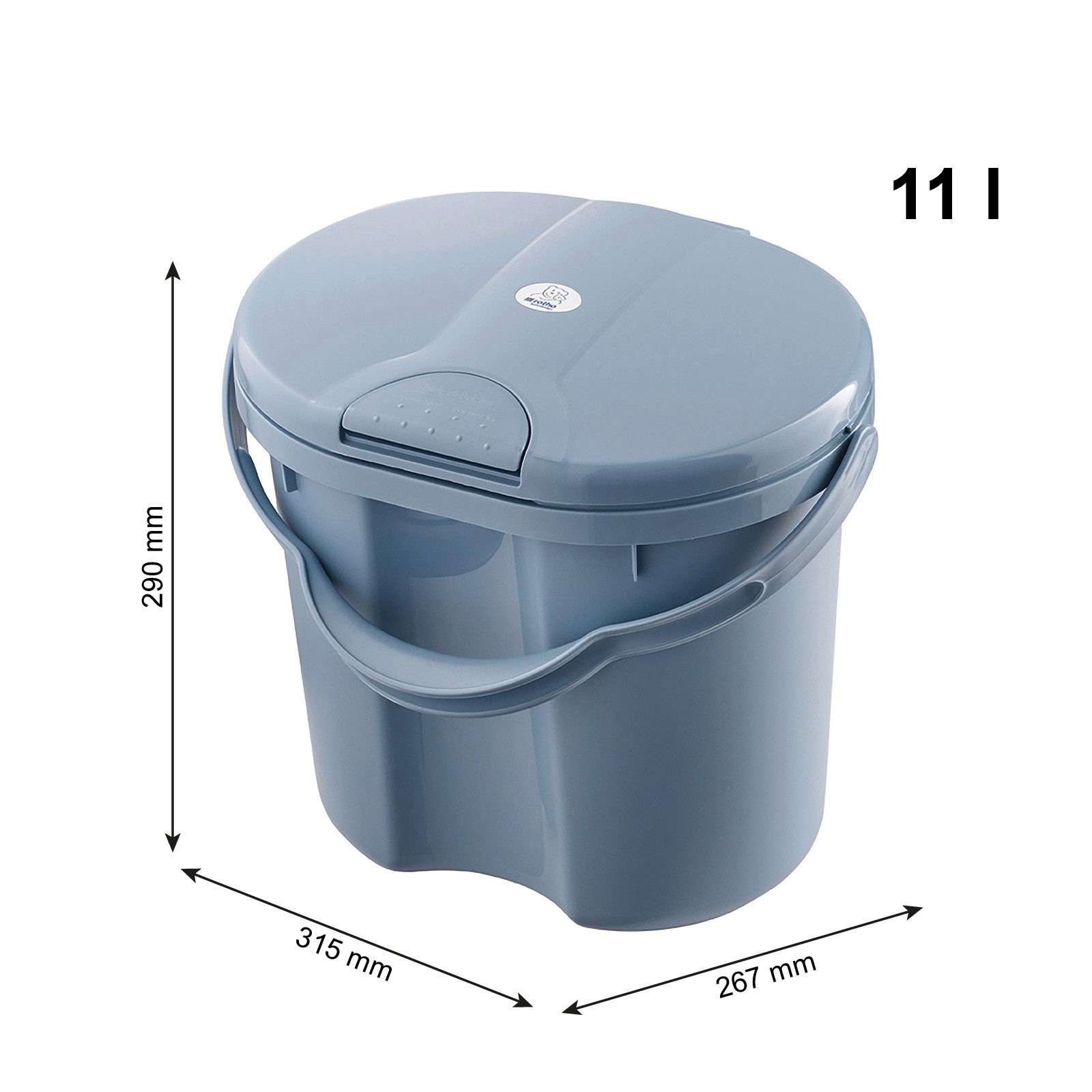Rotho Babydesign Windeleimer Geruchsdichter Windelbehälter mit Deckel – 10L, hygienisch