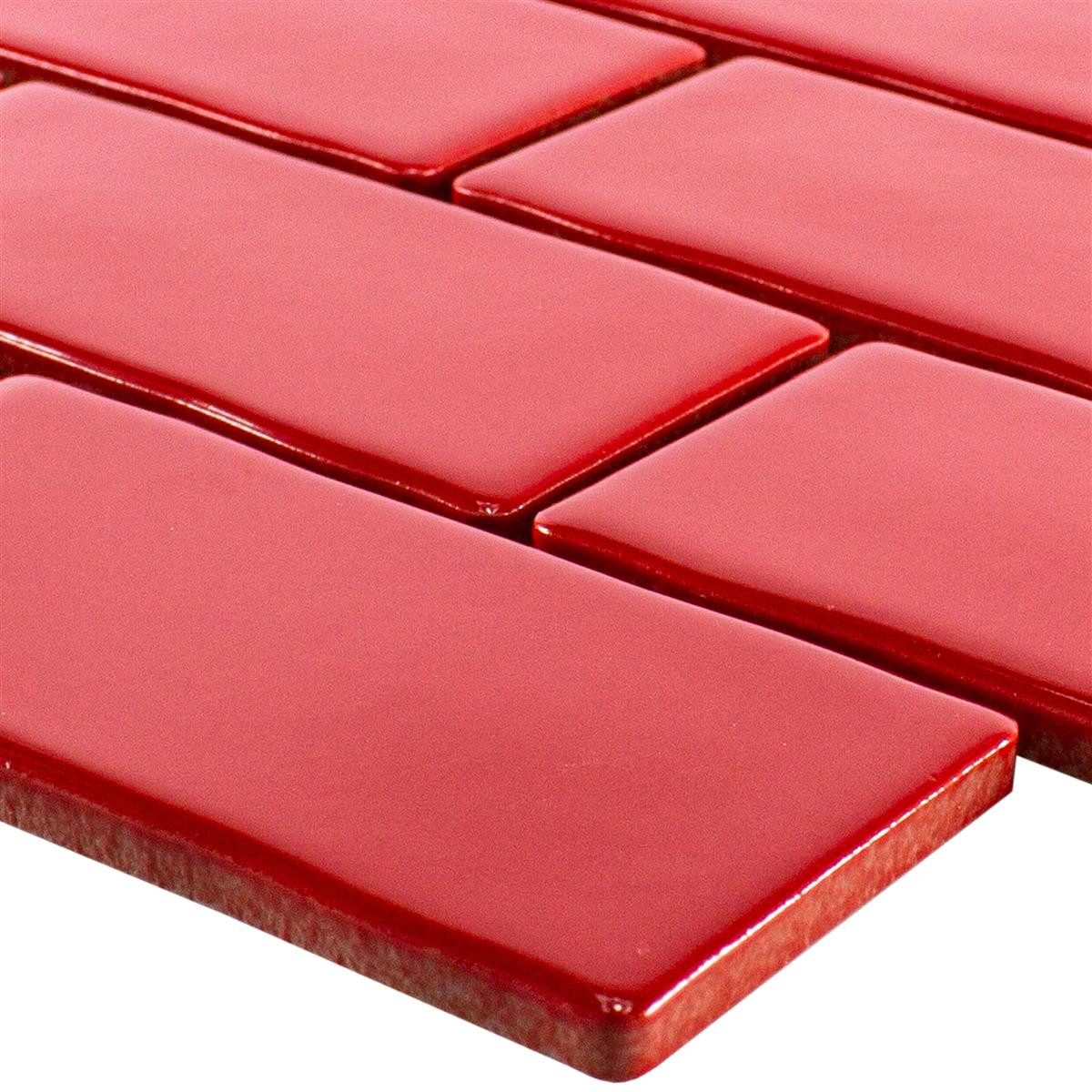 Mosafil Mosaikfliesen Keramik Mosaik Fliesen Florenz Handgemacht, Keramik 30.900x26.500, rot, 100% Handgeschnitten - Verlegefertig auf ein Netz geklebt -