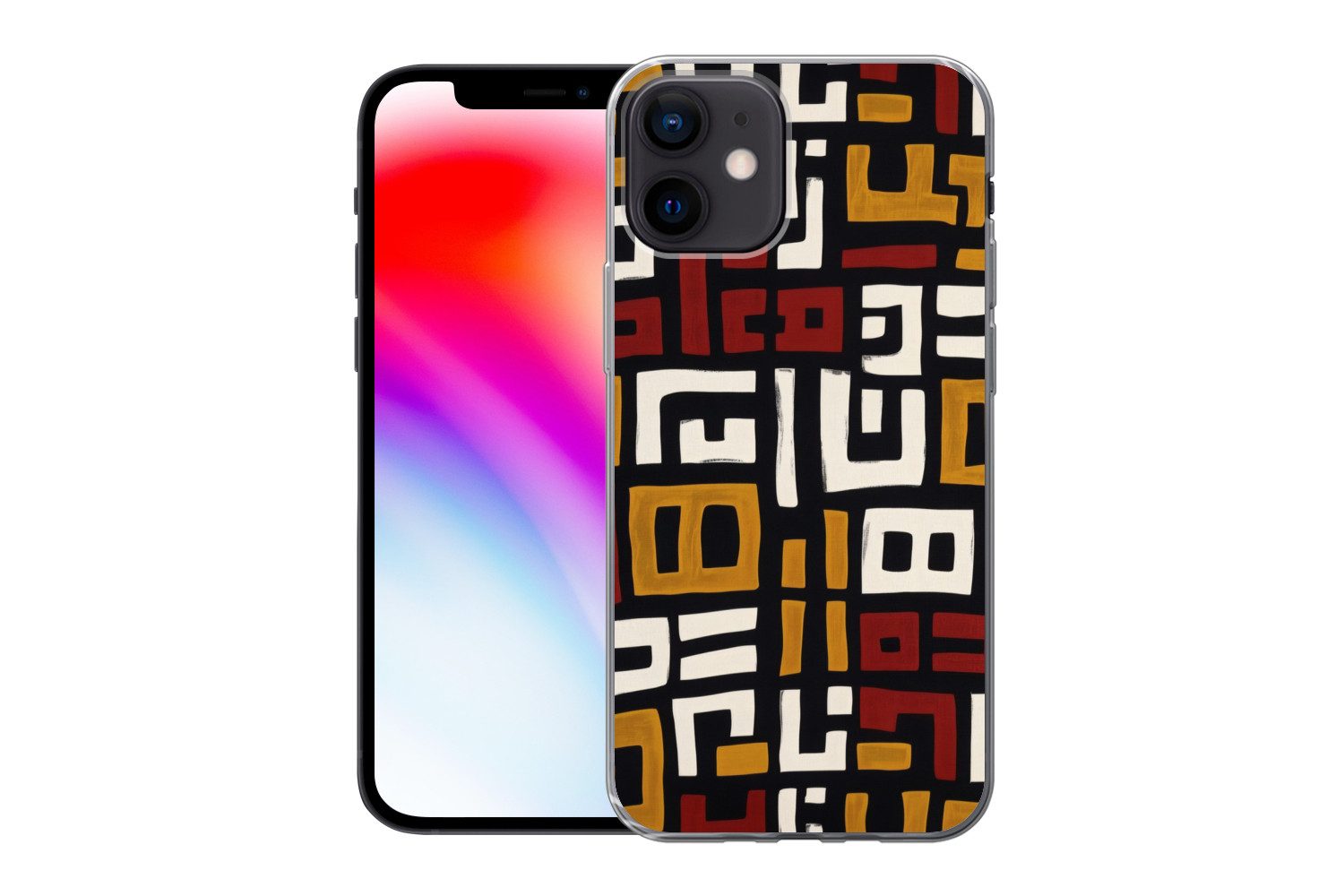 MuchoWow Handyhülle für Apple iPhone 12 Abstrakt - Muster - Rot, Smartphone-Bumper, Print, Handy Schutzhülle Dünn