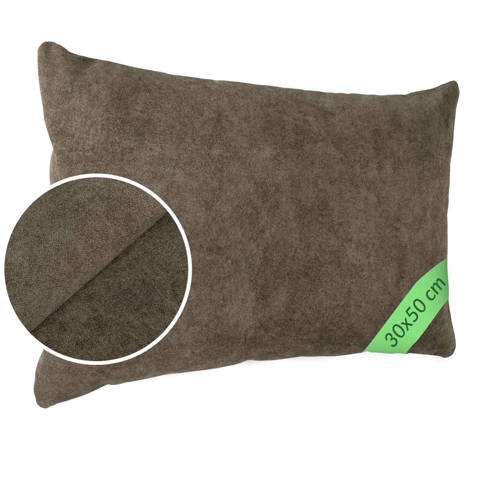 Kisska Dekokissen Kissenhülle MAGIC atmungsaktiv Velour Zierkissen Ambiente Dekorieren, Kissenüberzug ohne Füllung Meliert-Optik 50x30cm Einfarbig Hellbraun