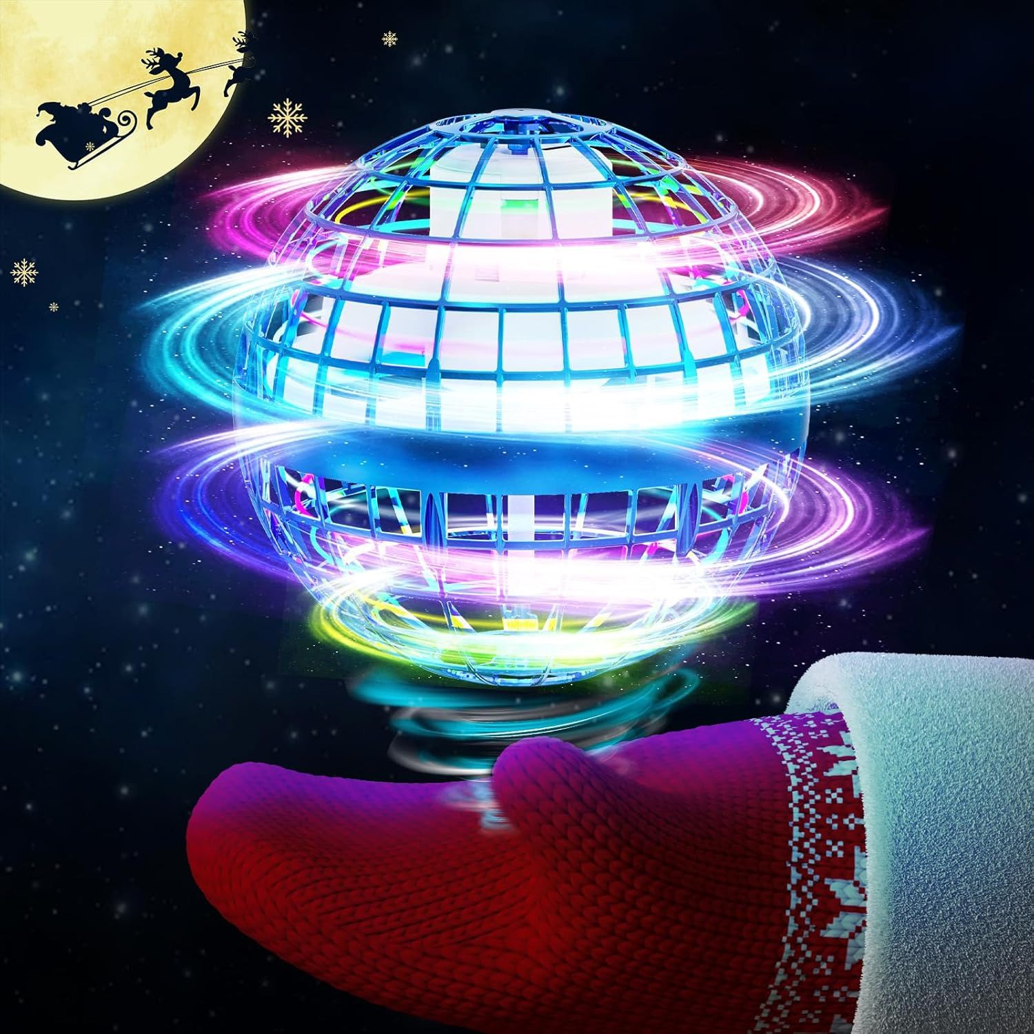Vivitar Spielball Fliegender Ball Gyro UFO Spielzeug Fliegender Lichtball (Beliebtes Geburtstagsgeschenk Spielzeug für drinnen und draußen, 360°-Rotation mit LED-Licht für Kinder Erwachsene), USB-aufladbarer Bumerang Spinner Fliegender Ball Schwebend