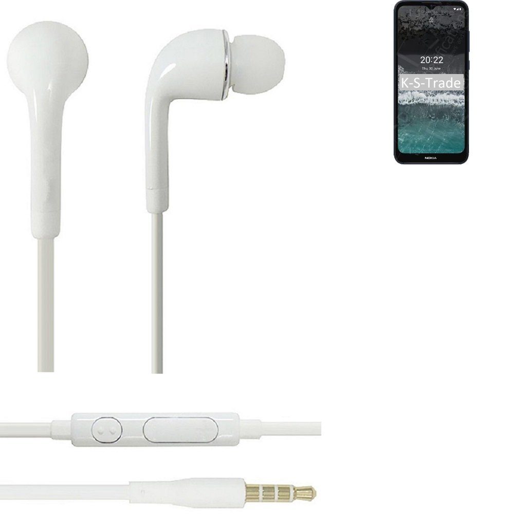 Headset Lautstärkeregler für Nokia (Kopfhörer C21 u K-S-Trade mit Mikrofon In-Ear-Kopfhörer 3,5mm) weiß