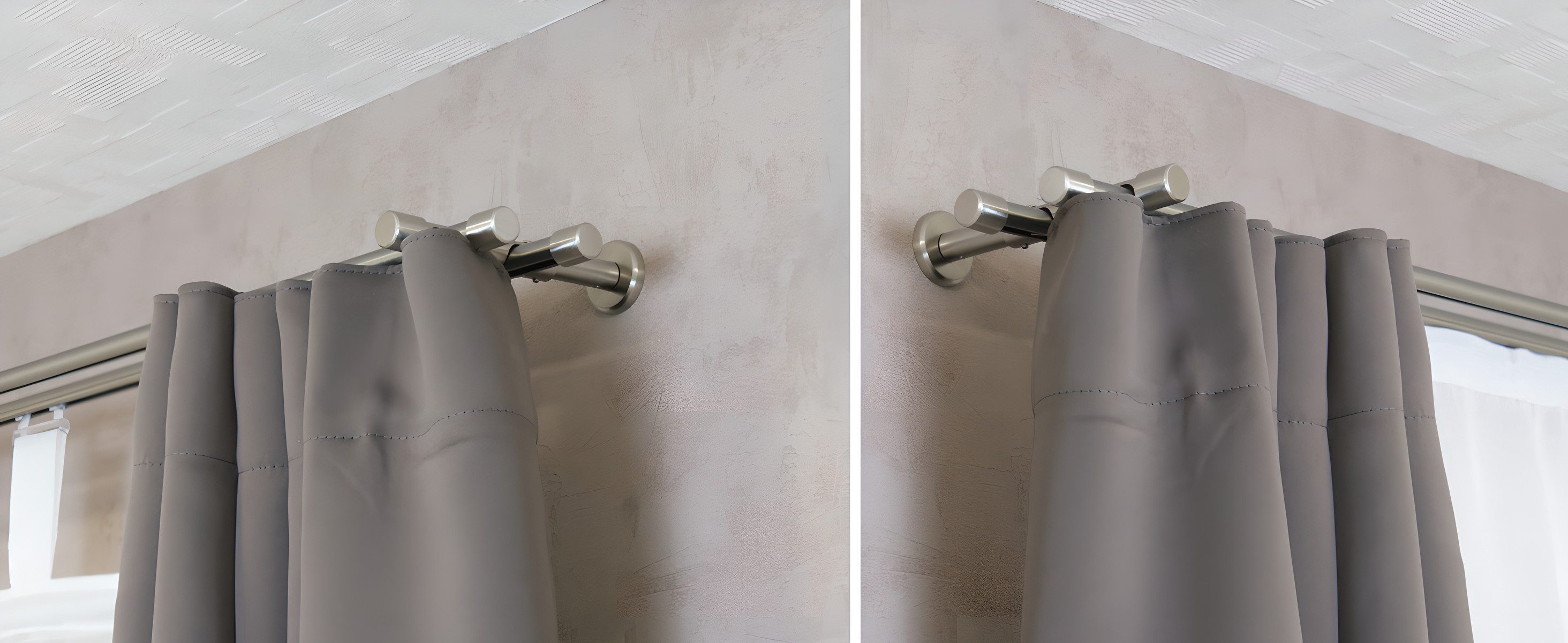 iso-design Gardinenstange Innenlauf 2-läufig 16 mm Farbe Edelstahl Wandmontage Endstück Kappe, Ø 16 mm, 2-läufig, Fixmaß, mit Bohren, Aluminium, Innenlaufprofil – Bild 4 von 5