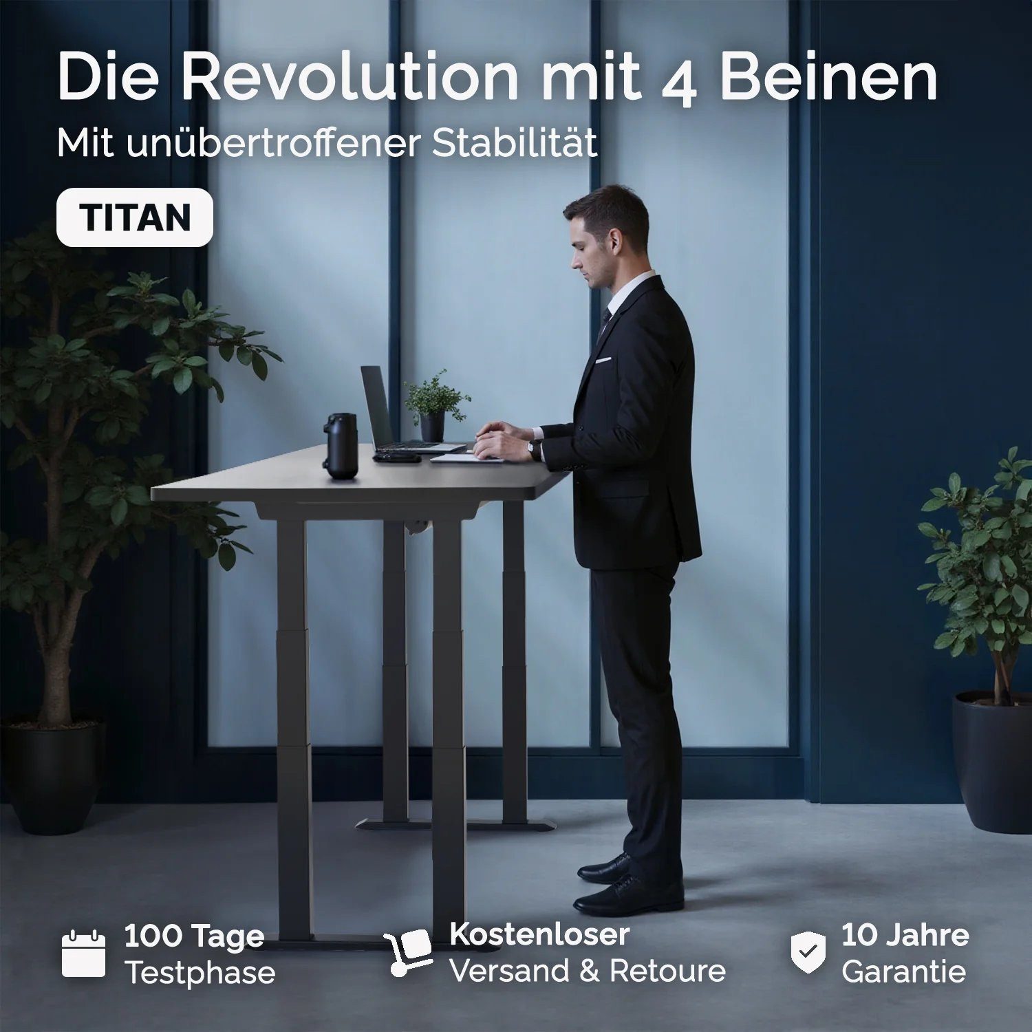 DESKSPACE Tischgestell Titan - Elektrisch höhenverstellbarer 4-Bein-Schreib günstig online kaufen