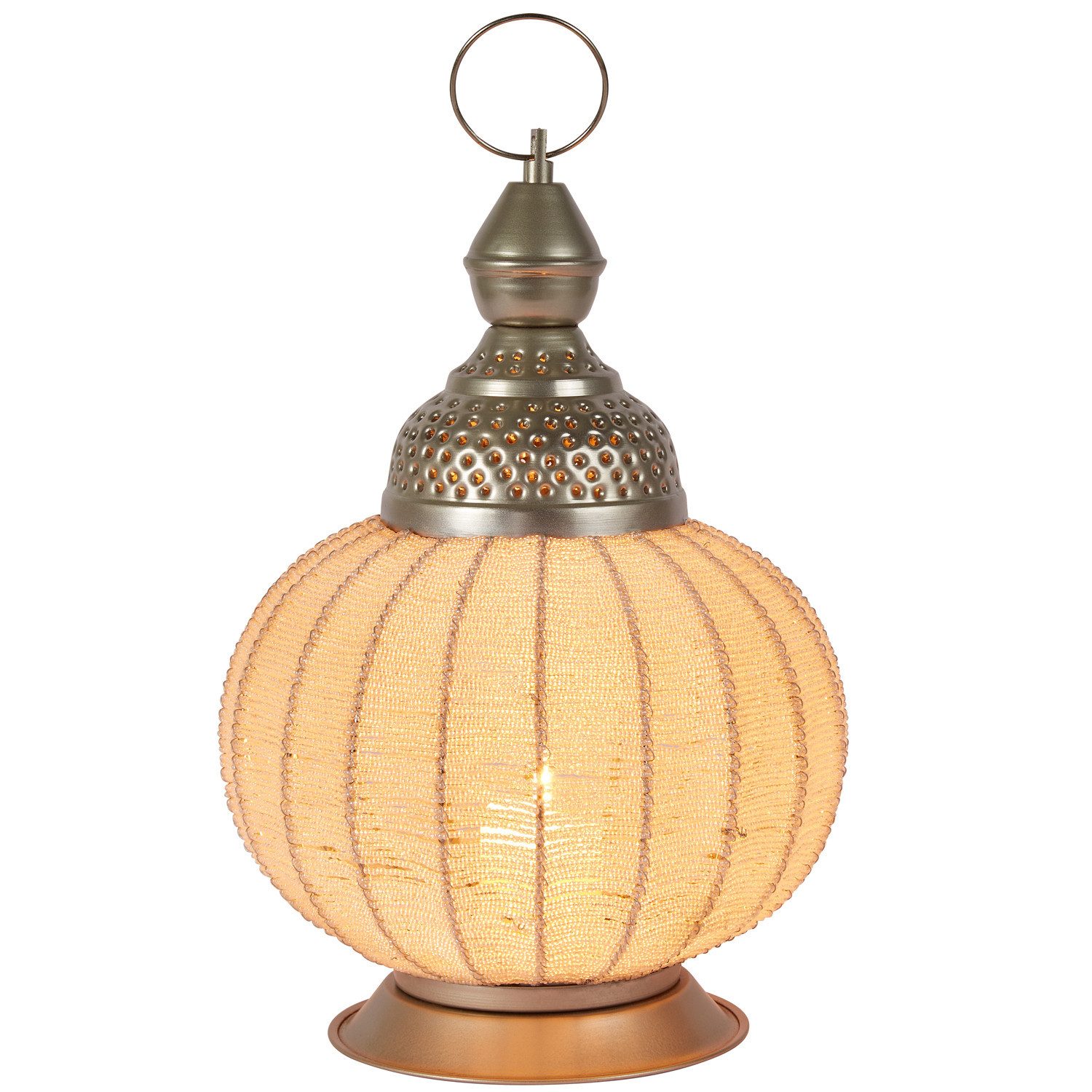Marrakesch Orient & Mediterran Interior Kerzenlaterne Lanterne Rana argentée, perles de verre et décors orientaux, 36 cm (1 St), Handarbeit