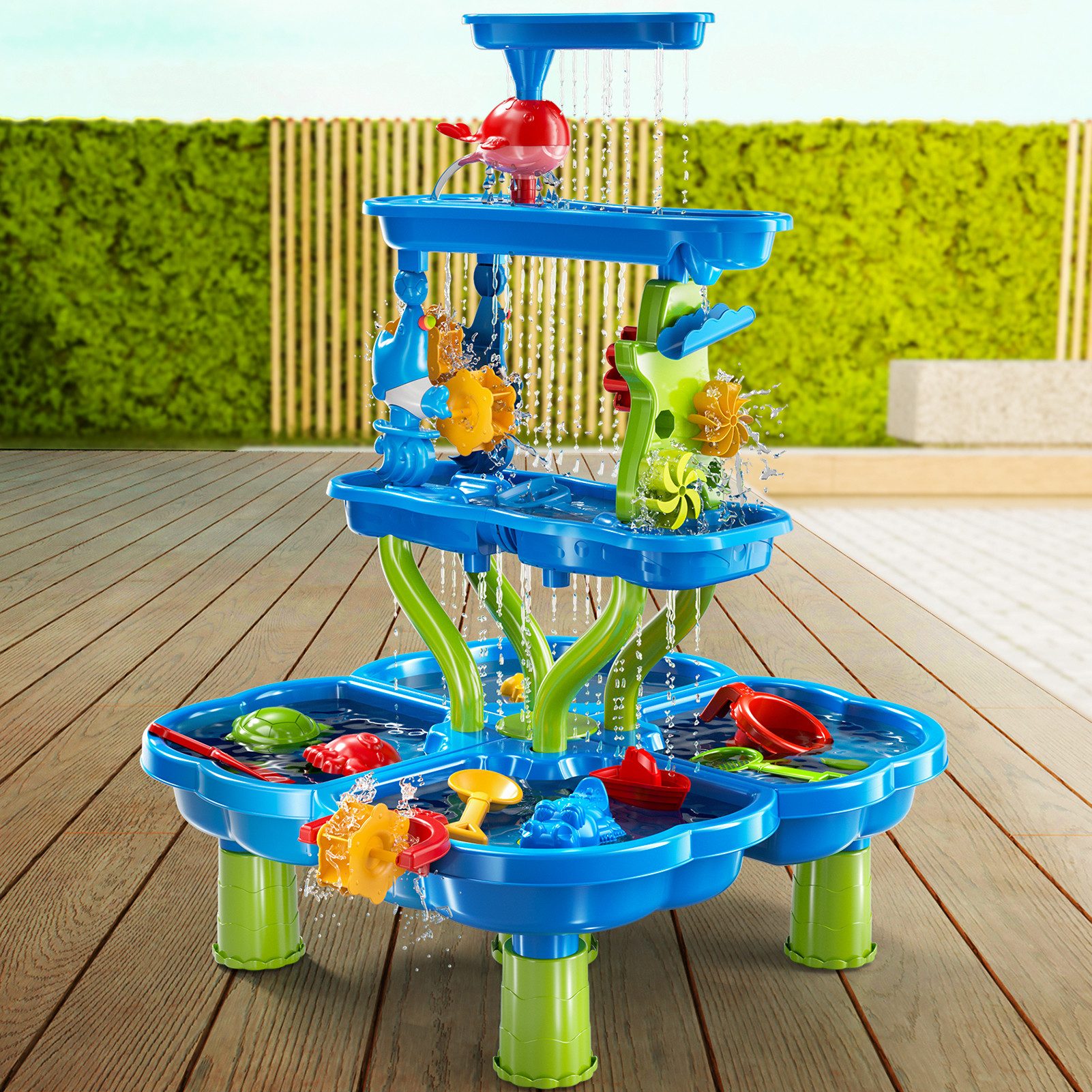 TEMI Wasserspieltisch Wasser Spielzeug Tabelle Strandspielzeug Sandwassertisch, (Set, vertikal), Sand Wasser Spielzeug für Outdoor Hinterhof