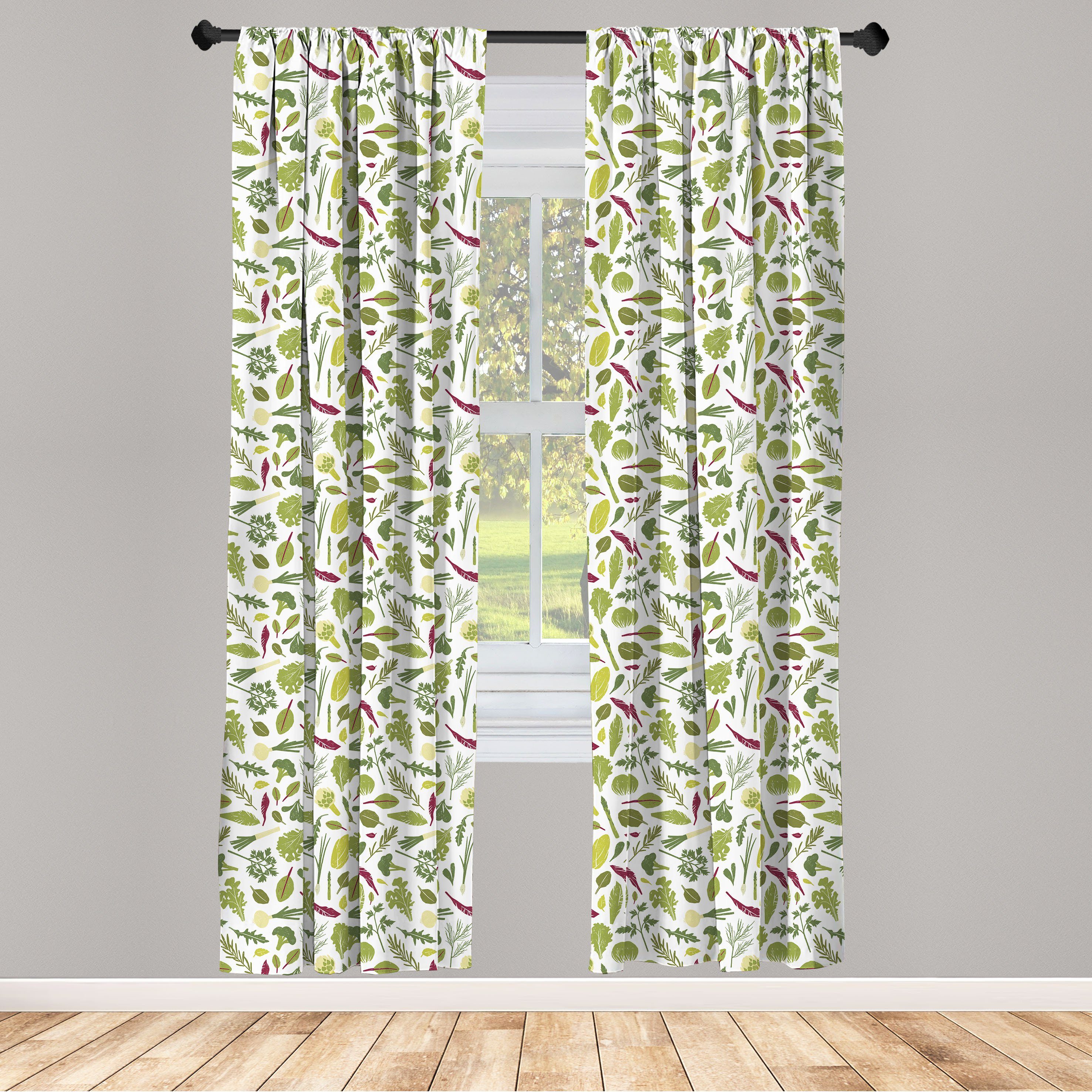 Gardine Vorhang für Wohnzimmer Schlafzimmer Dekor, Abakuhaus, Microfaser, Gemüse Greenery Lebensmittel Muster