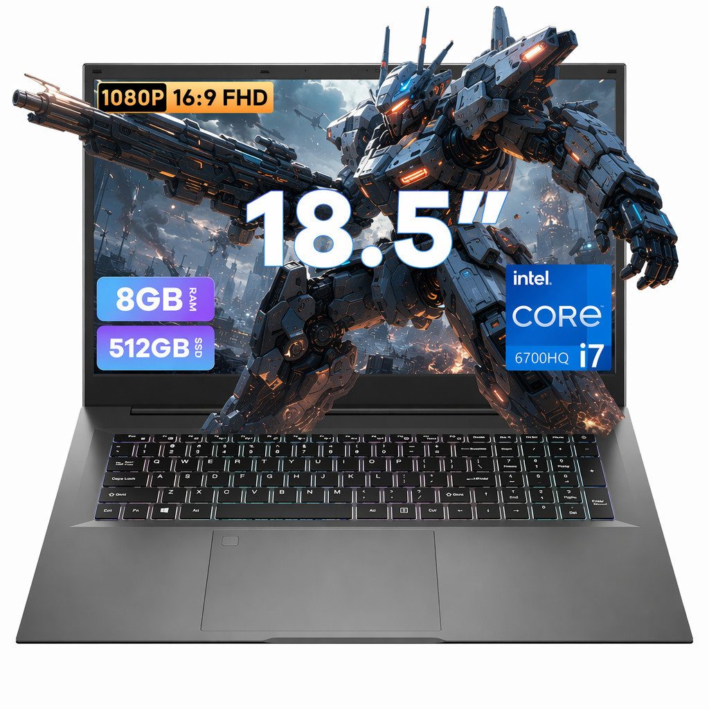 Jumper 18.5" Laptop Intel Core i7 4-Core, 16 GB 512 GB Windows 11 Studium Notebook (Intel@ CoreTM i7-6700HQ, 16 GB, 512 GB SSD, 4-core CPU)