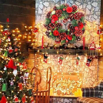 Kunstkranz Adventskranz mit roten Blumen und Fliegenpilzen,Türkranz Weihnachten, Welikera