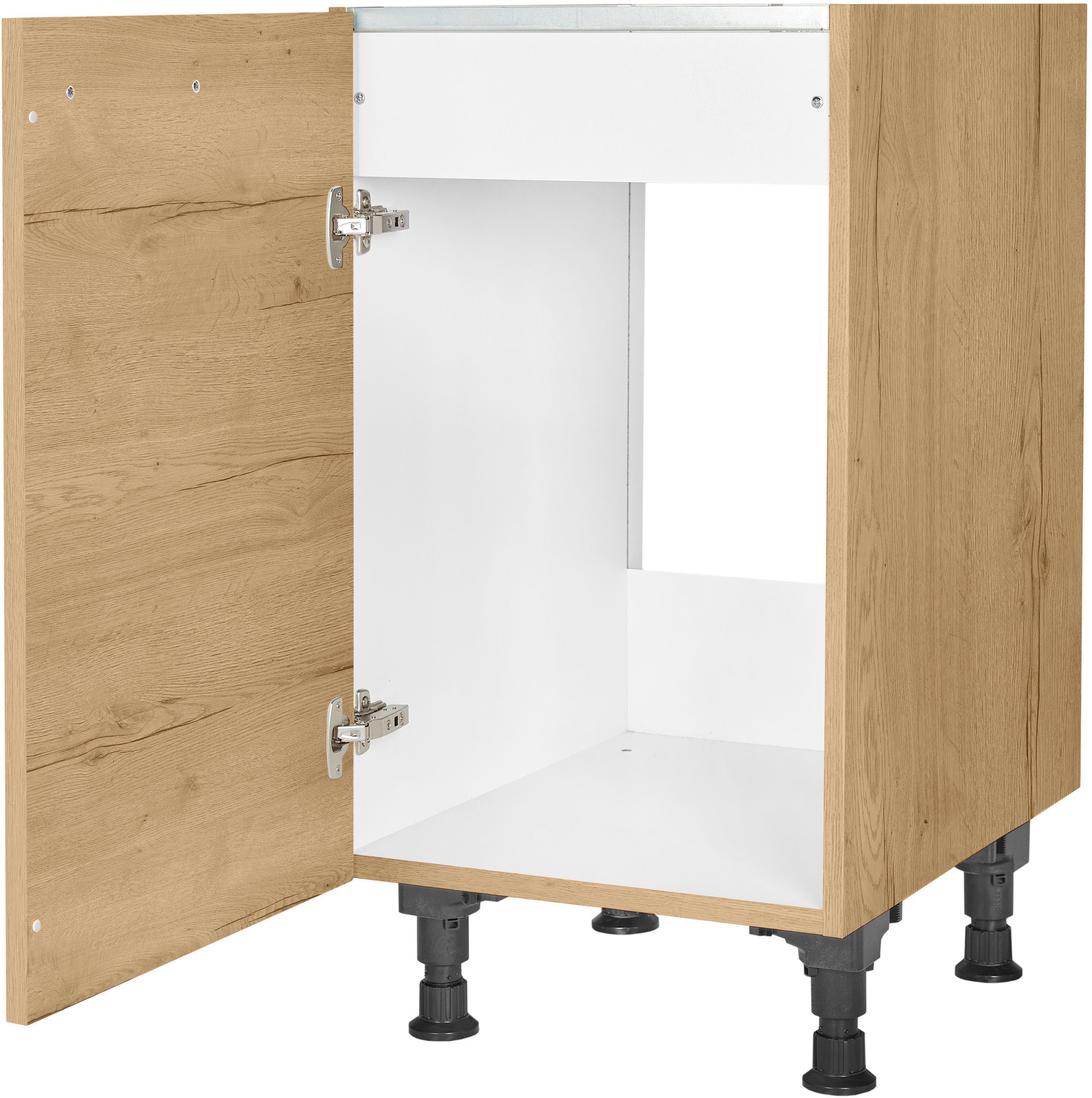 nobilia® Spülenschrank "Structura", Ausrichtung wählbar, vormontiert, in den Breiten 45 und 60 cm, mit höhenverstellbaren Sockelfüßen