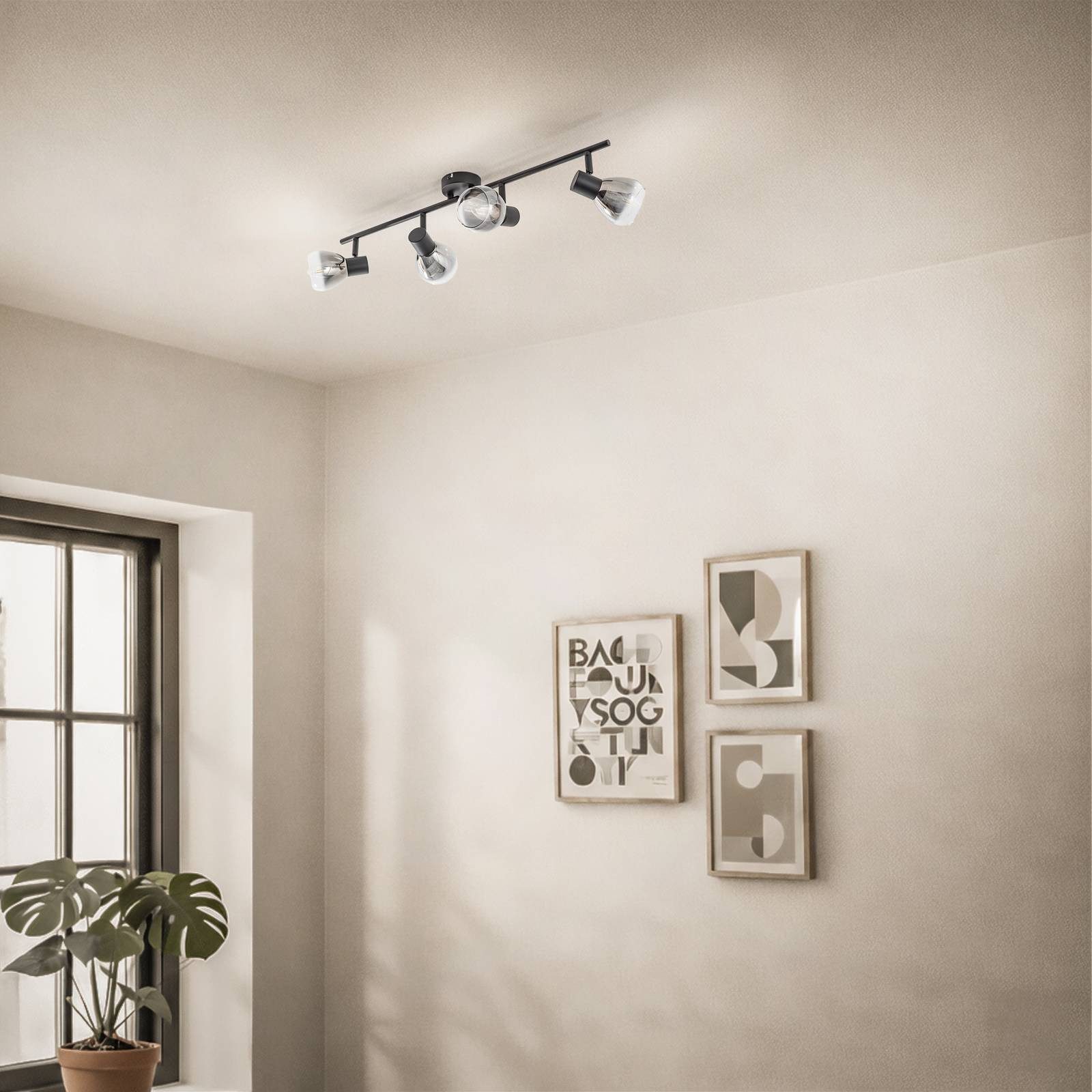 Lindby Deckenstrahler Pendura, Glas Alu IP20, 4 x 10 W LED