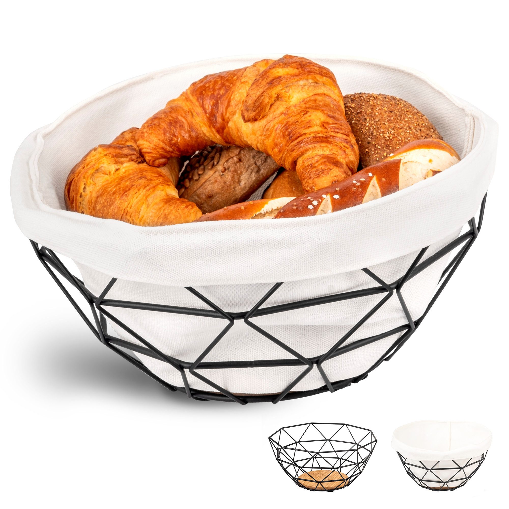 Obstschale Set 2-teilig Aus Metall - Rund Ø28x7cm Brotkörbe In Silber Für Früchte & Brot